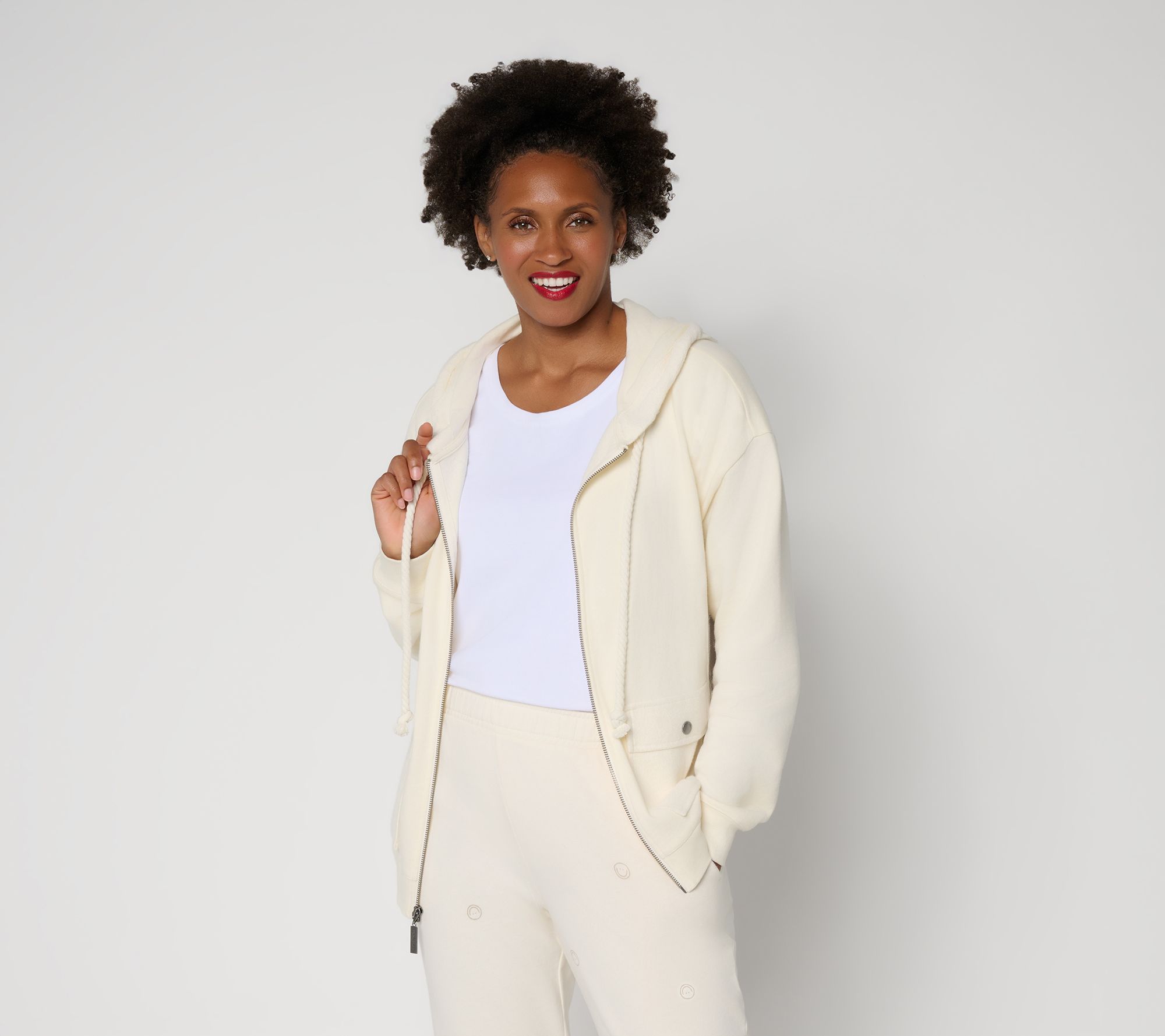 Peace Love World Reverse French Terry Zip Front Hoodie