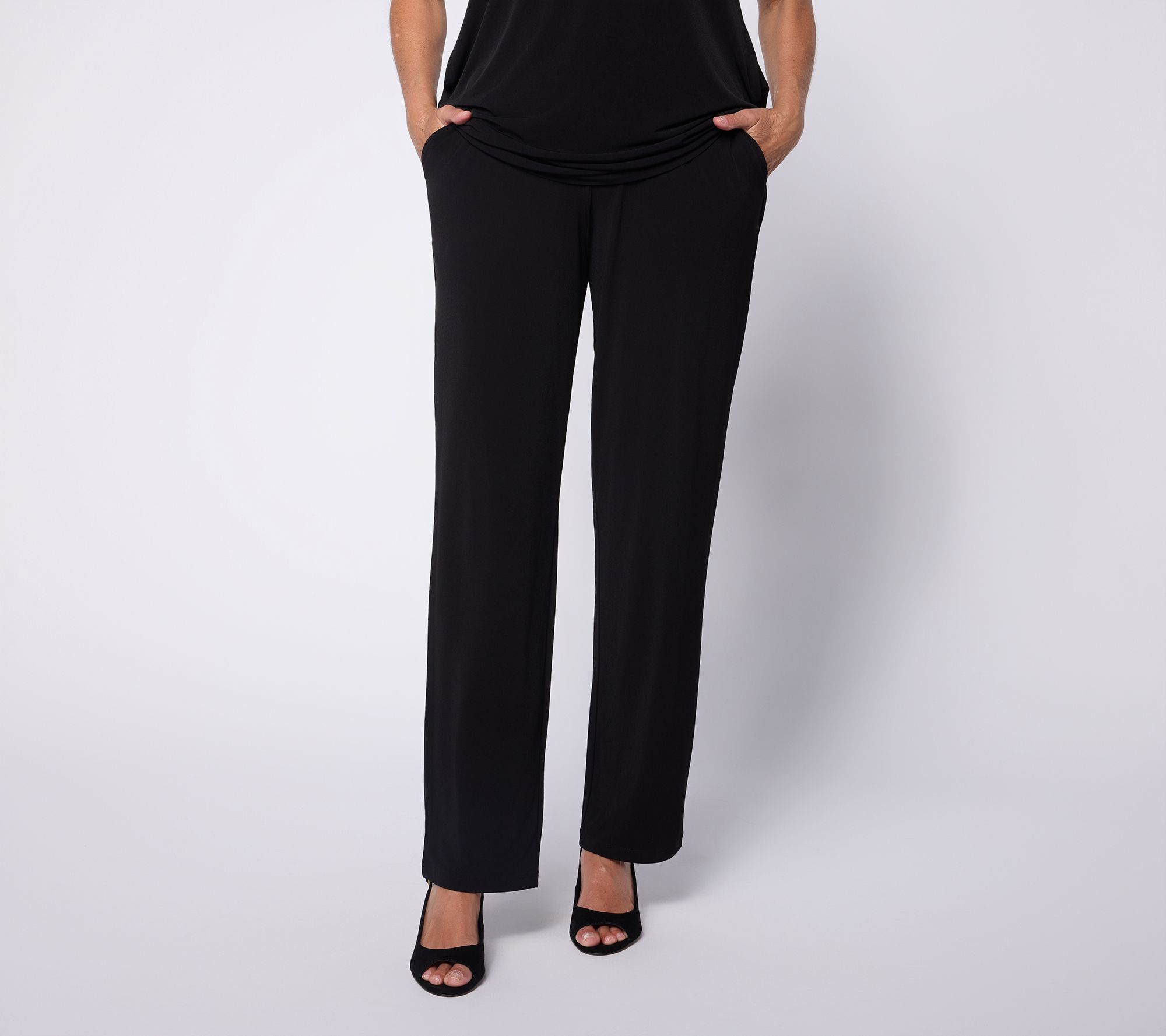  Susan Graver Regular Liquid Knit Straight Leg Pants