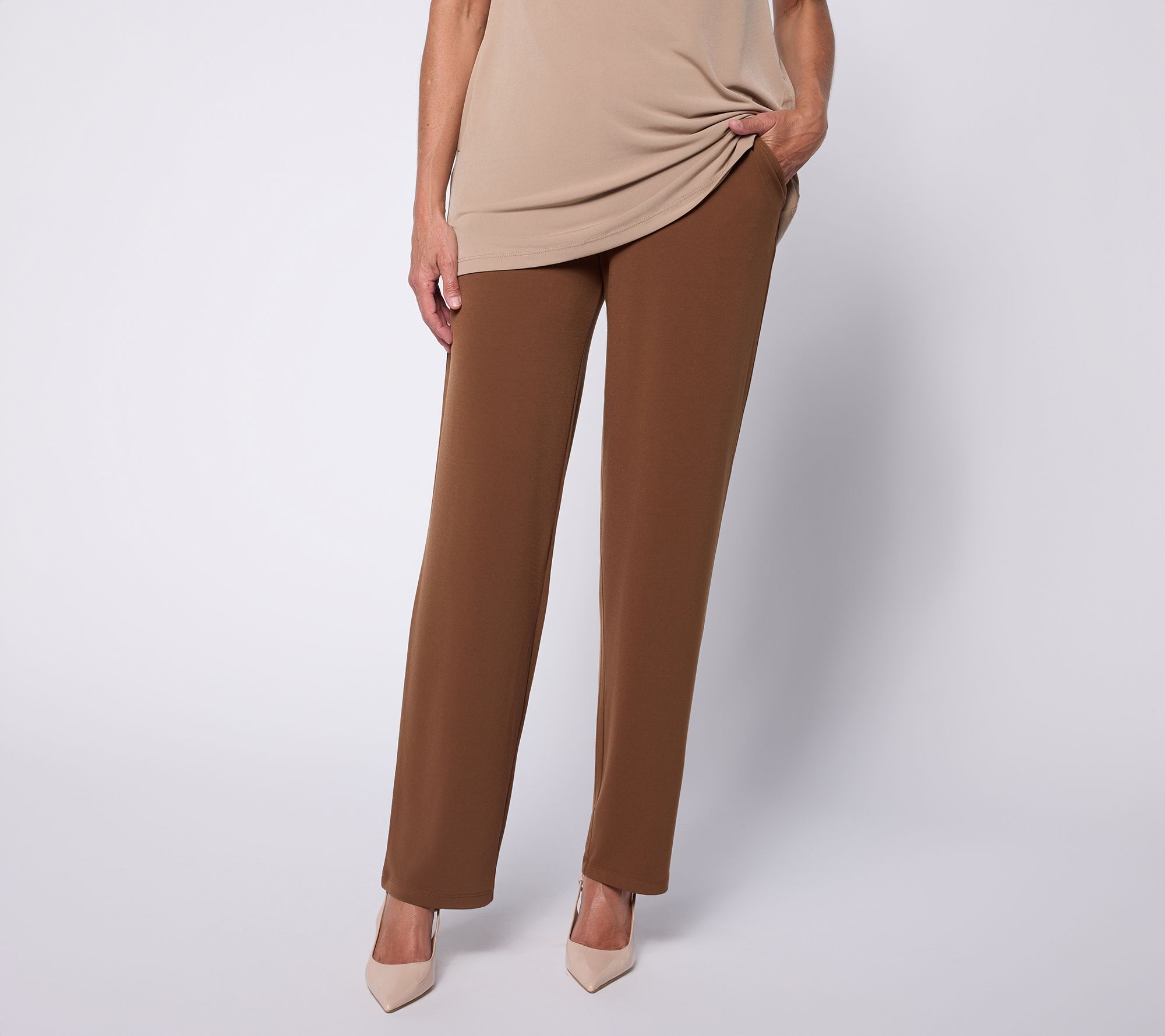 Susan Graver Regular Liquid Knit Straight Leg Pants