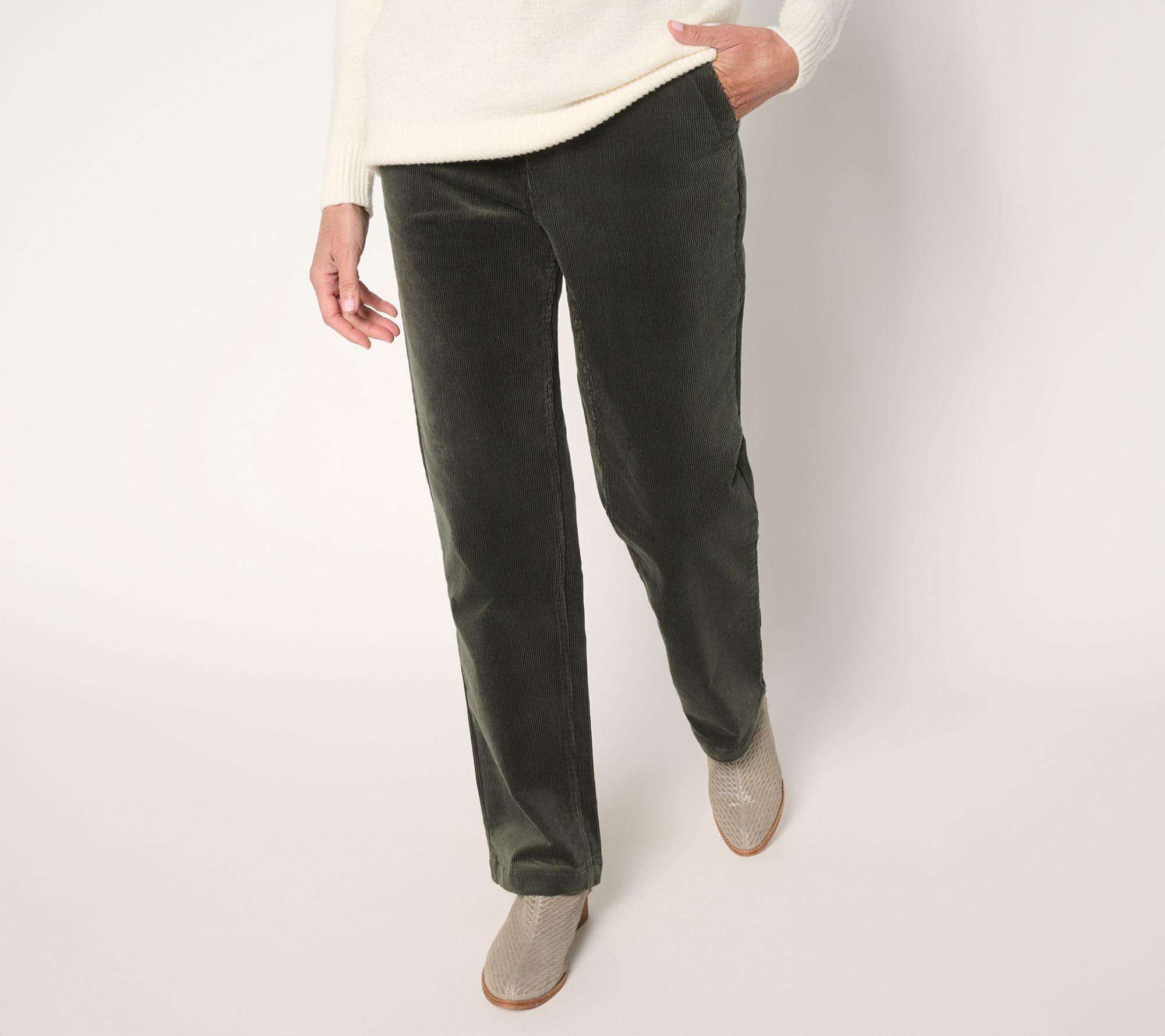 "As Is" Joan Rivers Regular Stretch Corduroy Straight Pants