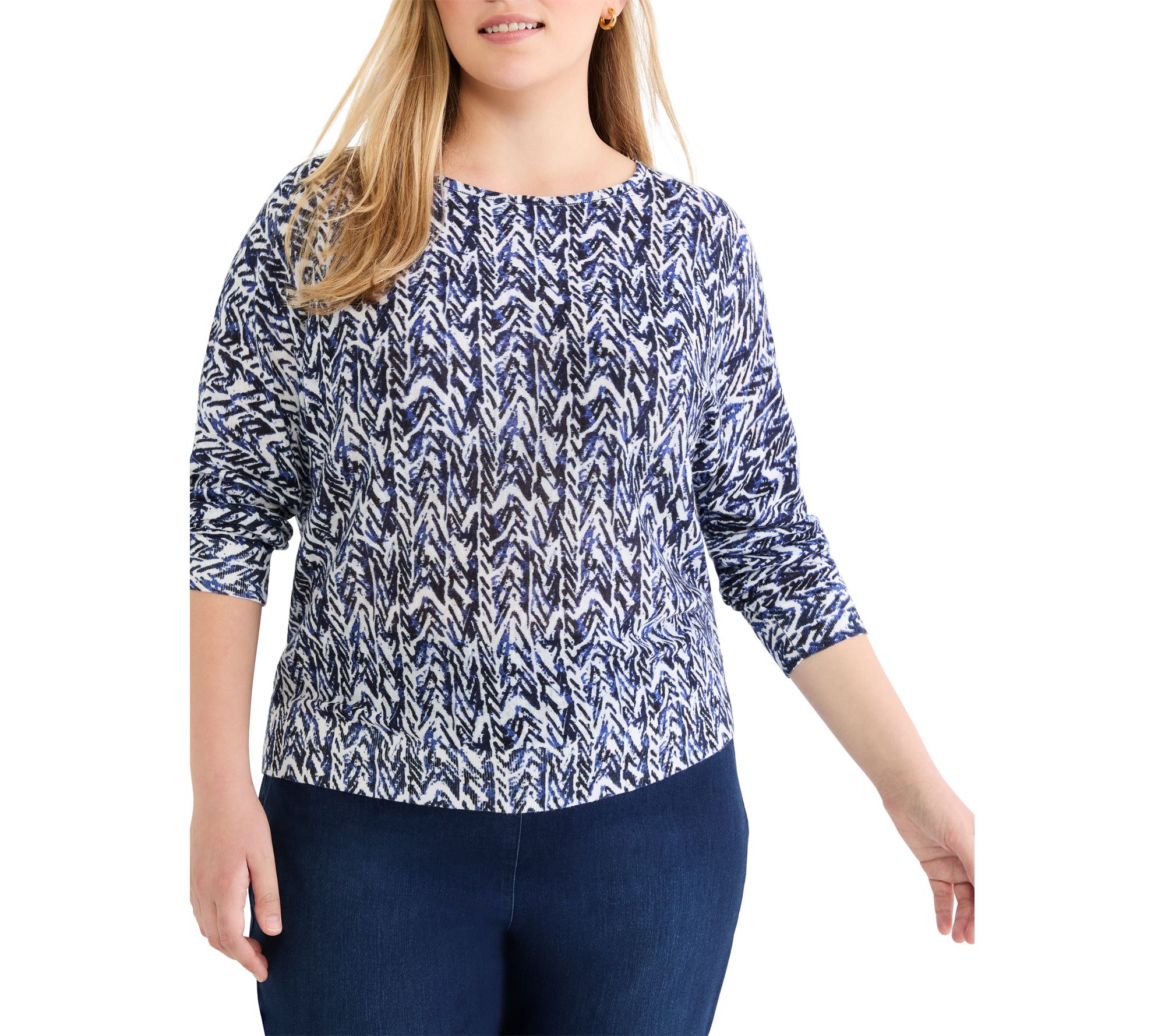 NIC+ZOE Indigo Crosshatch Sweater