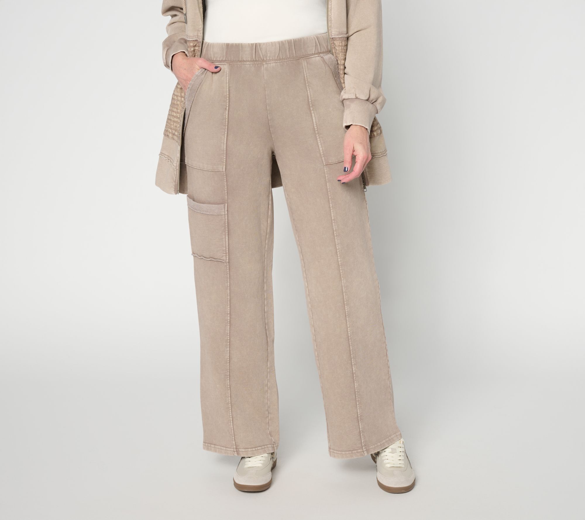 "As Is" LOGO Lounge by Lori Goldstein Pet Overdye Wide Leg Pants
