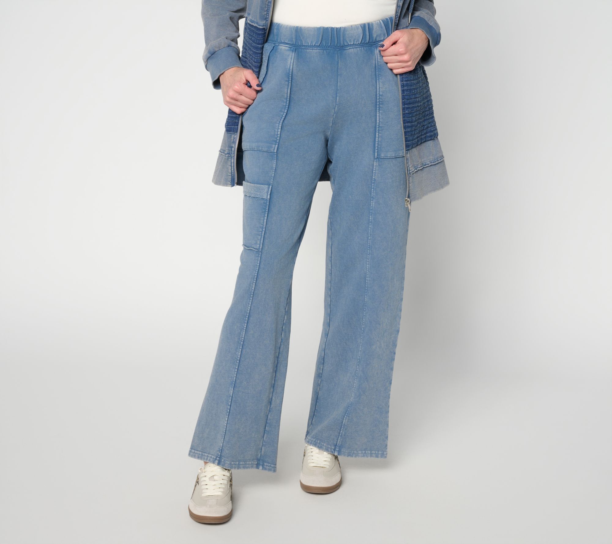 "As Is" LOGO Lounge by Lori Goldstein Pet Overdye Wide Leg Pants