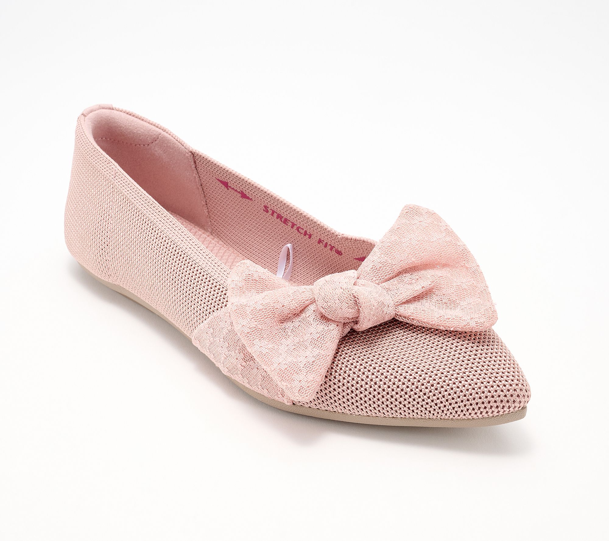 "As Is" Skechers Cleo Point Washable Recycled Lace Bow Flats