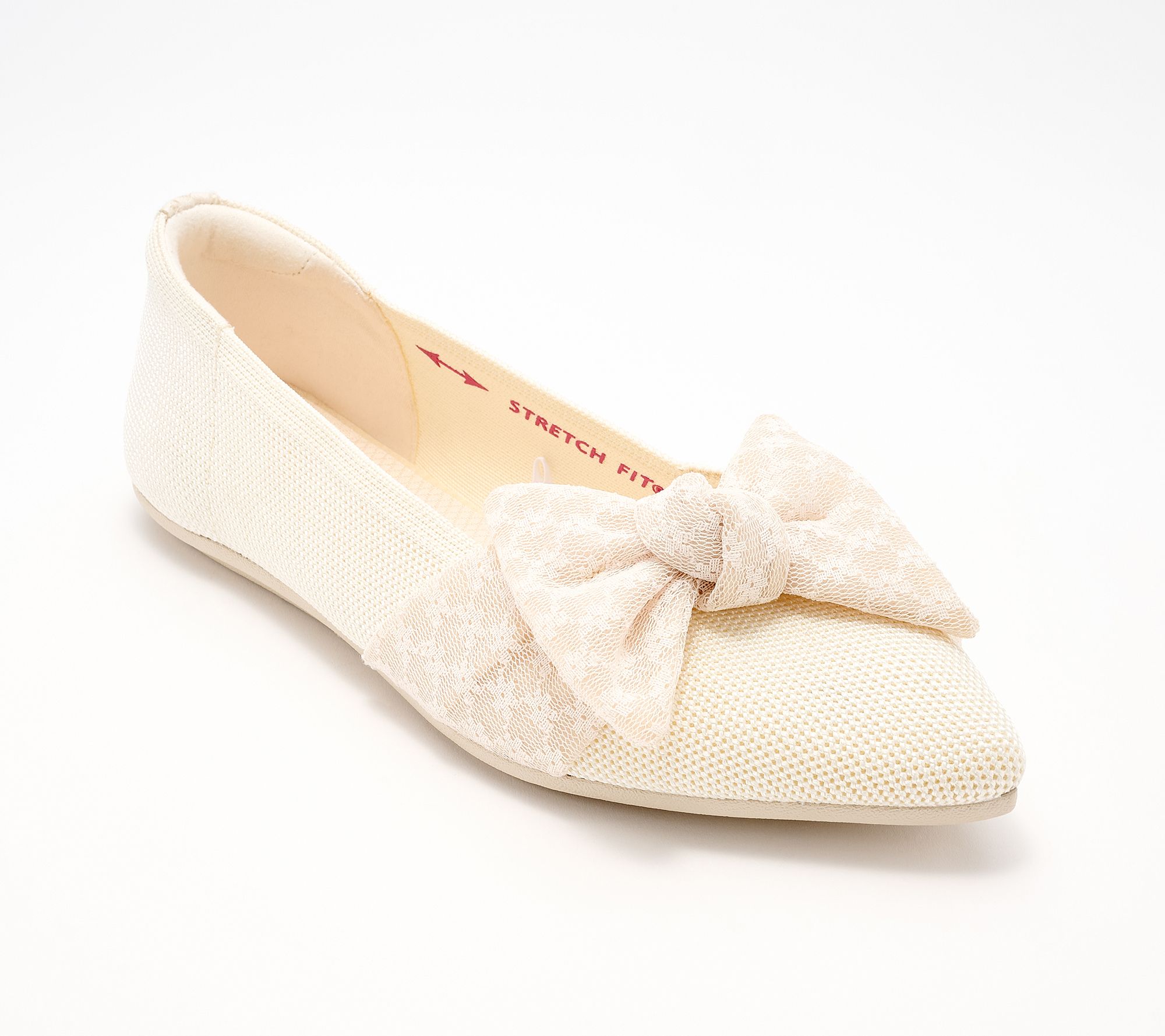 "As Is" Skechers Cleo Point Washable Recycled Lace Bow Flats