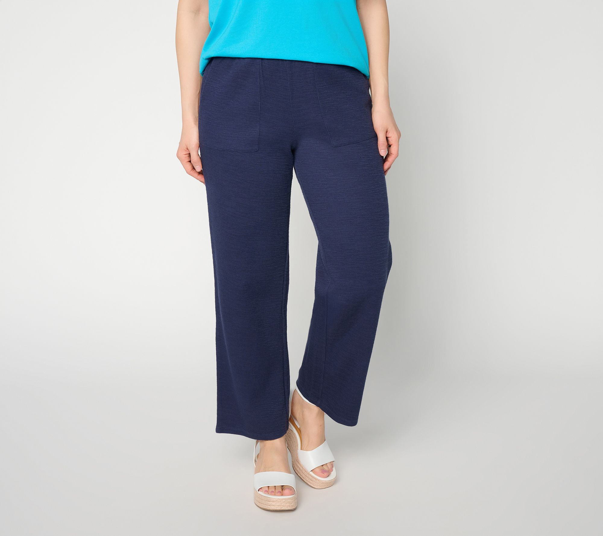 "As Is" Susan Graver Soleil Regular Slub Rib Knit Ankle Pant