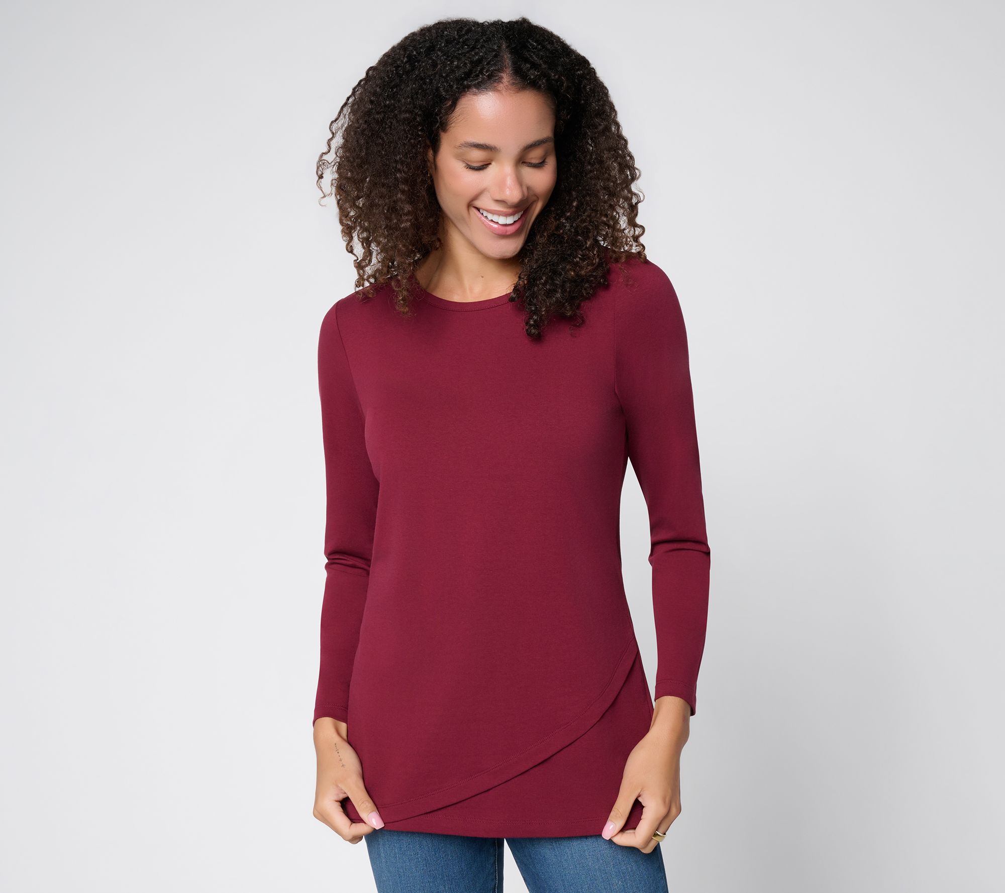 Denim & Co. Essentials Regular Perfect Jersey Tulip Hem Tunic
