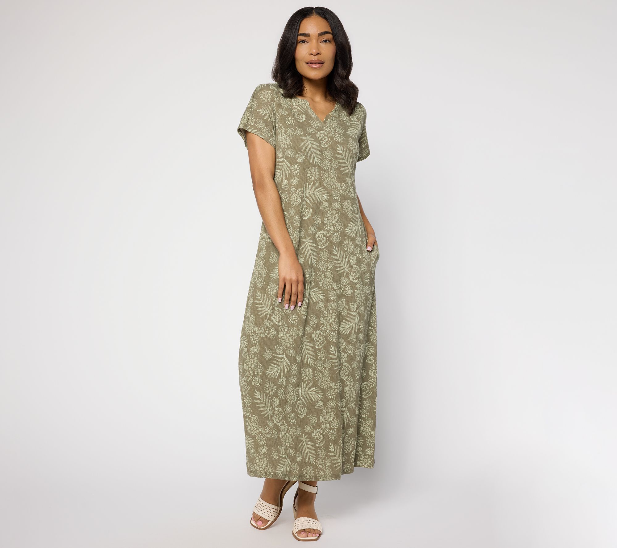 "As Is" Denim & Co. Beach Reg Knit Gauze Maxi Dress