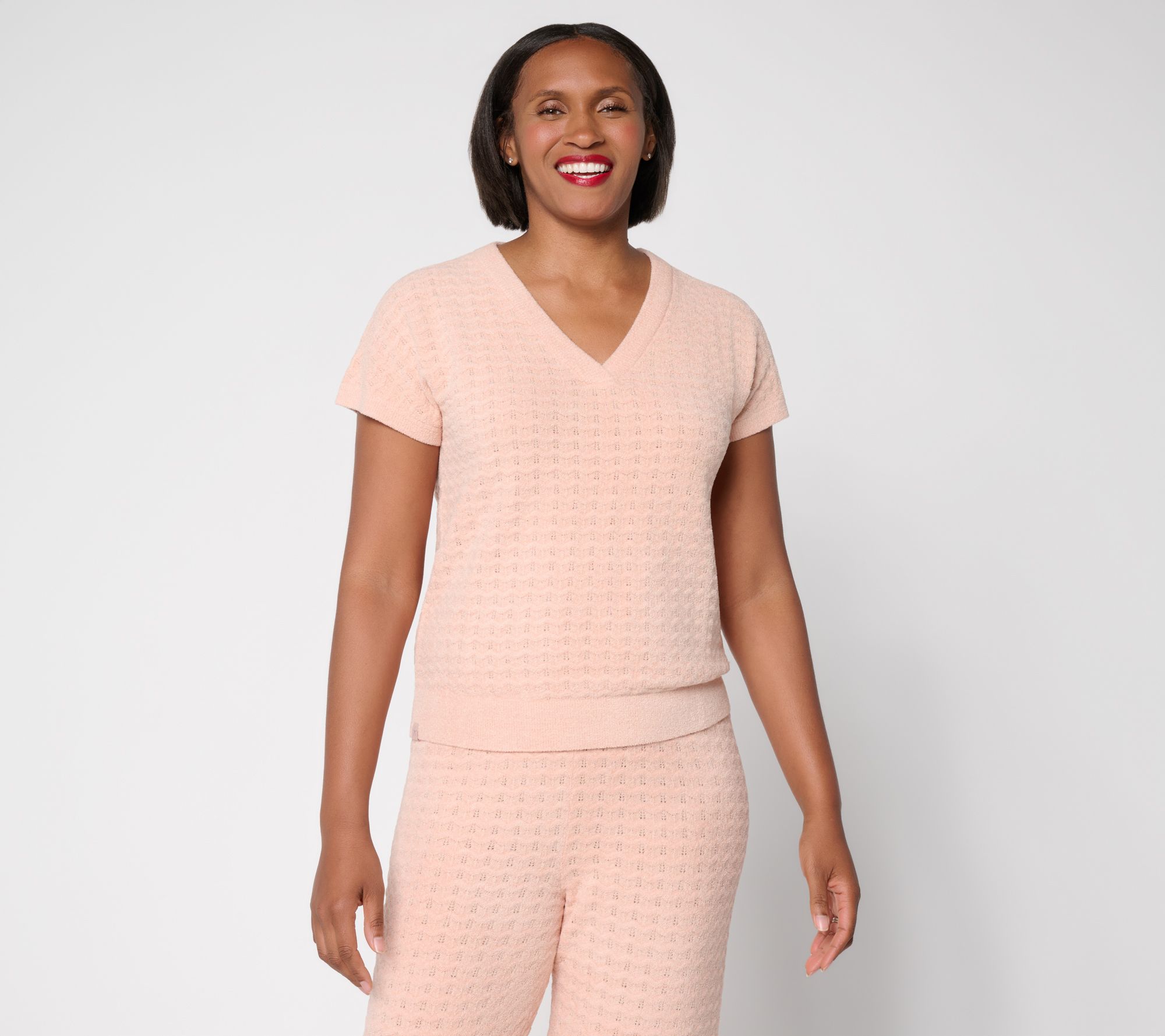 "As Is" Barefoot Dreams CozyChic Ultra Lite Zig Zag Dolman V-Neck