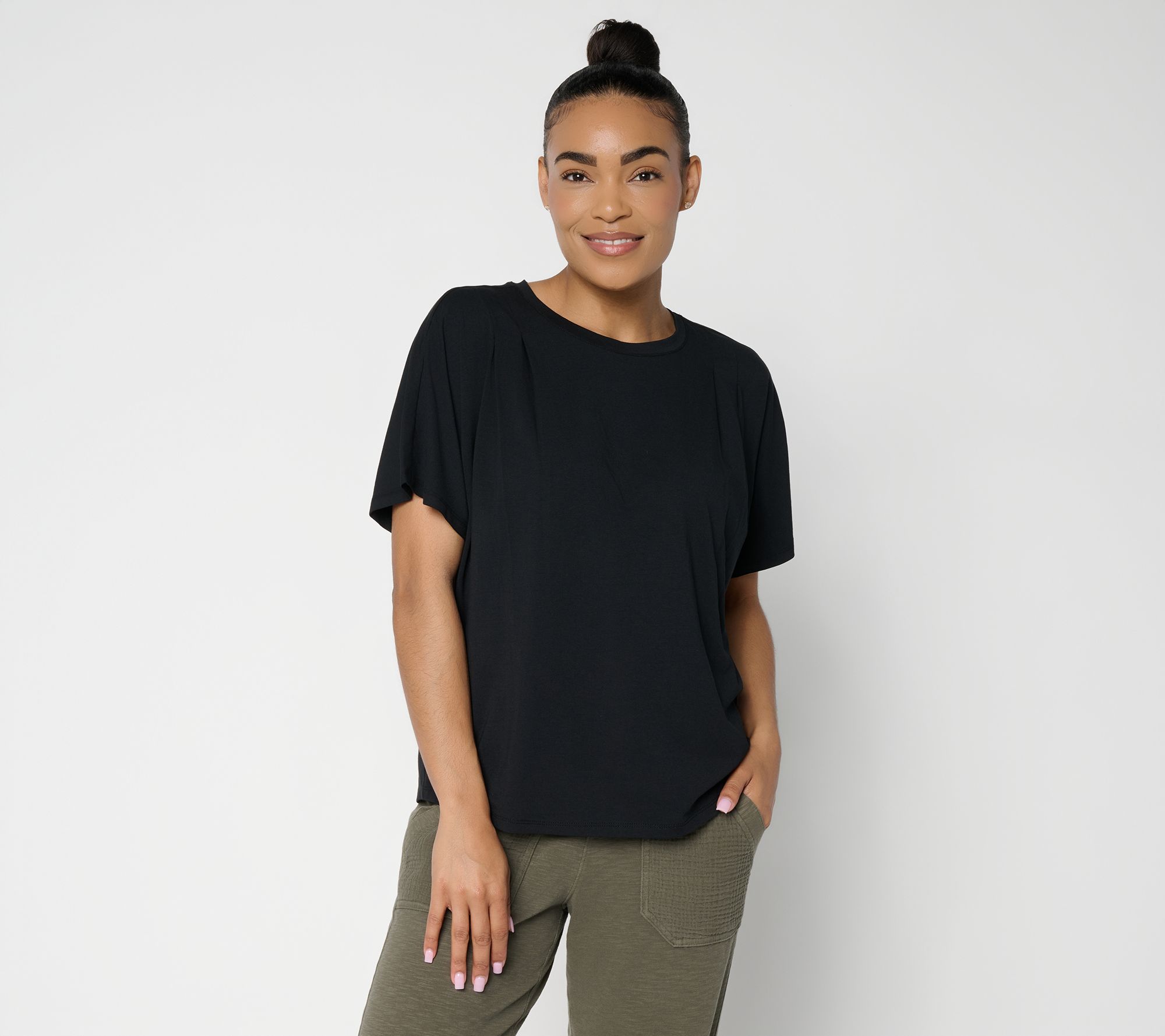"As Is" AnyBody Cozy Knit Jersey Dolman Tee with Shoulder Darts