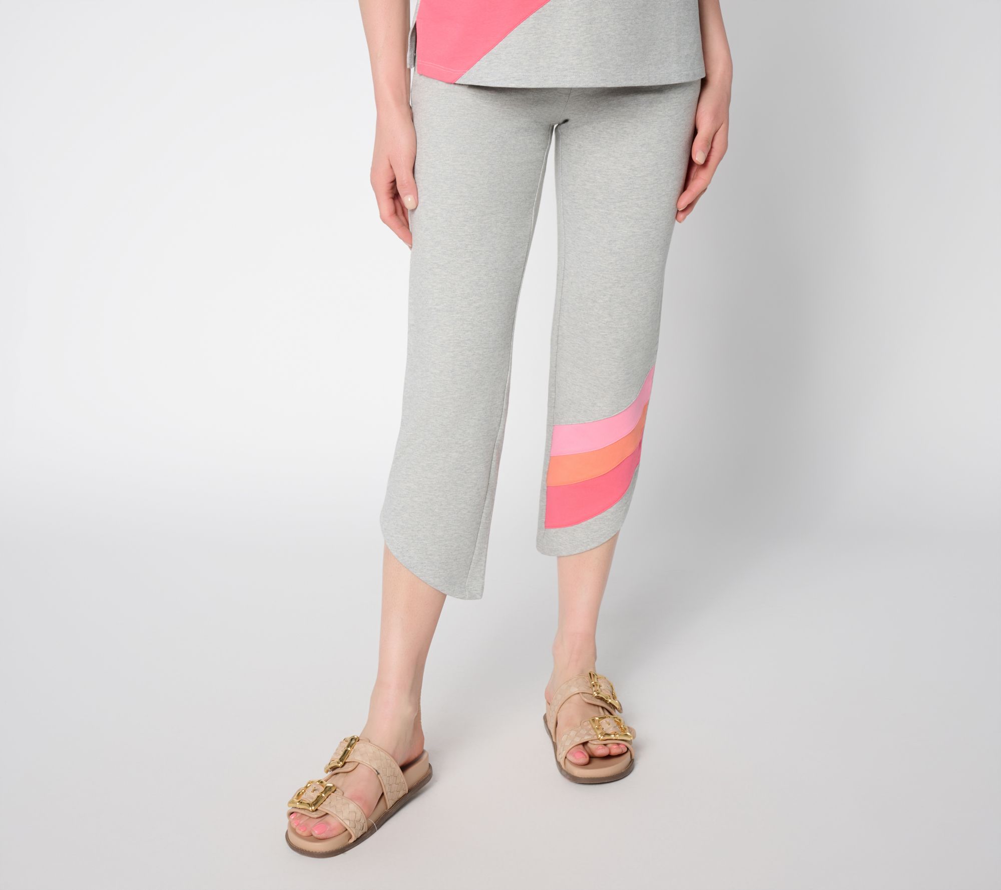 "As Is" Belle Beach by Kim Gravel Petite French Terry DolphinHem Pant