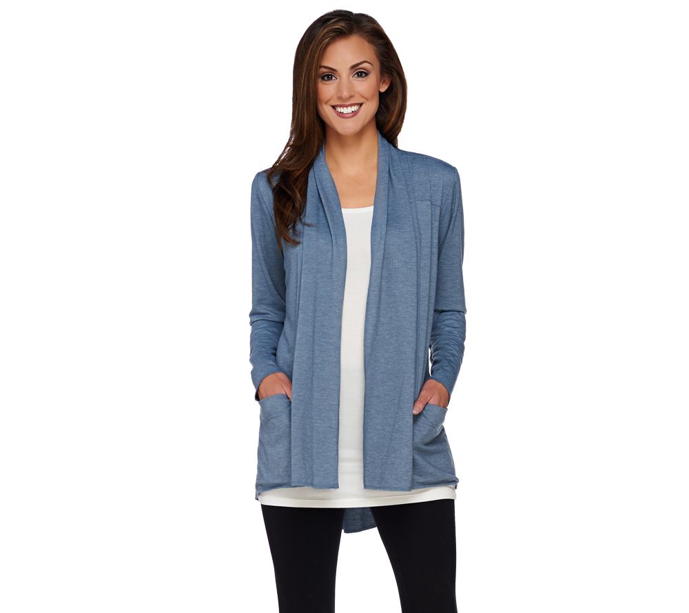 LOGO Lounge by Lori Goldstein Cardigan with Fold Back Collar - QVC.com