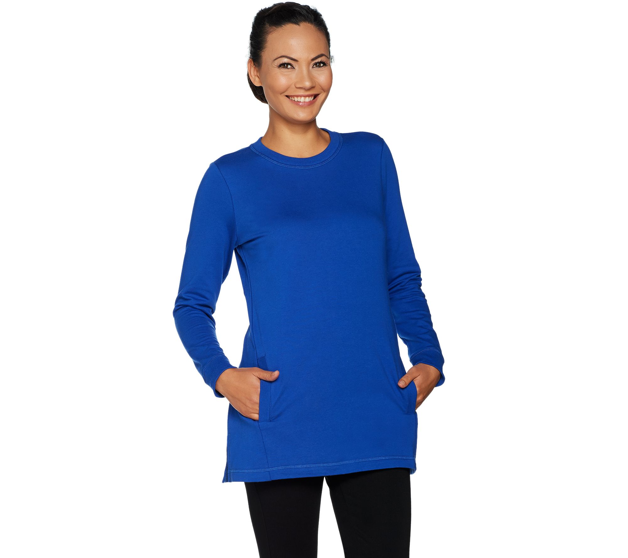 Denim & Co. Active Crew Neck Long Sleeve Tunic - QVC.com