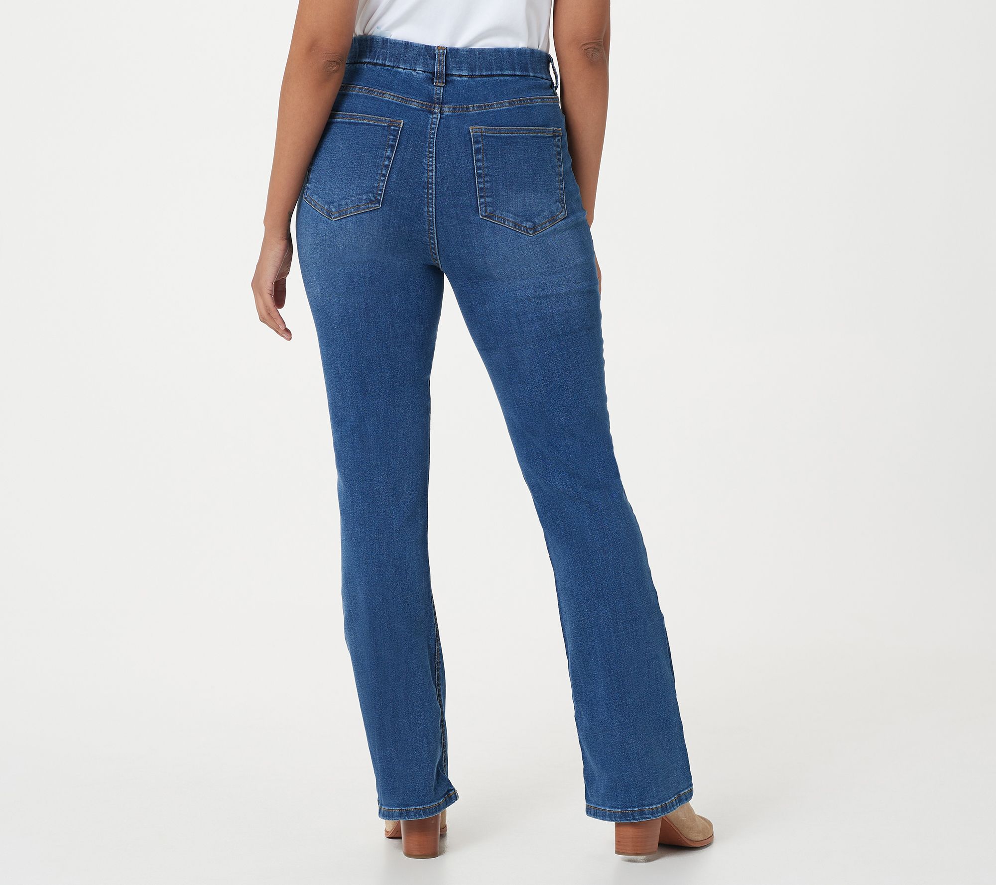 Denim & Co. Easy Stretch Regular Pull-On Bootcut Jeans - QVC.com