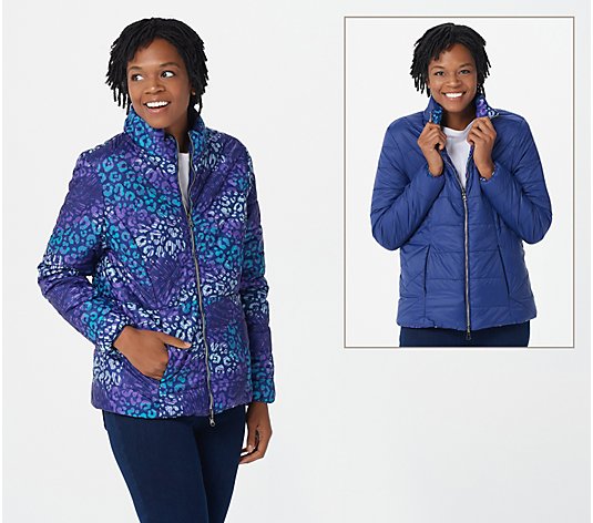 Attitudes by Renee Renee's Reversibles Packable Puffer Jacket w/ Pouch