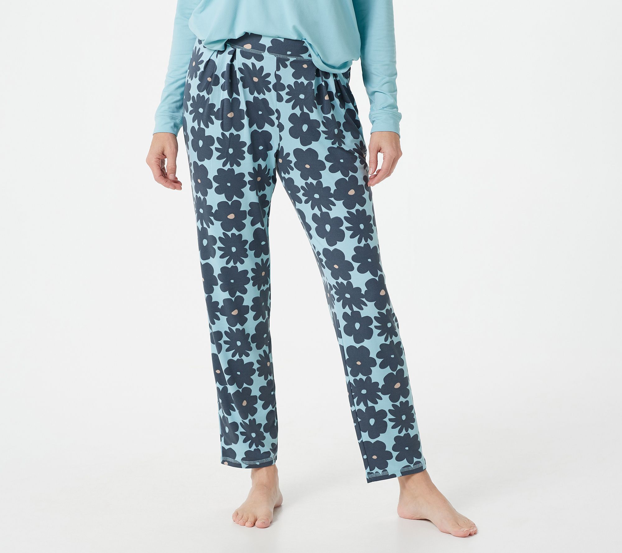 AnyBody Petite Brushed Jersey Printed Long Sleeve Pajama Set - QVC.com