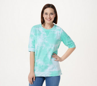 Belle by Kim Gravel Tie Dye Elbow Sleeve Sweatshirt - A394082