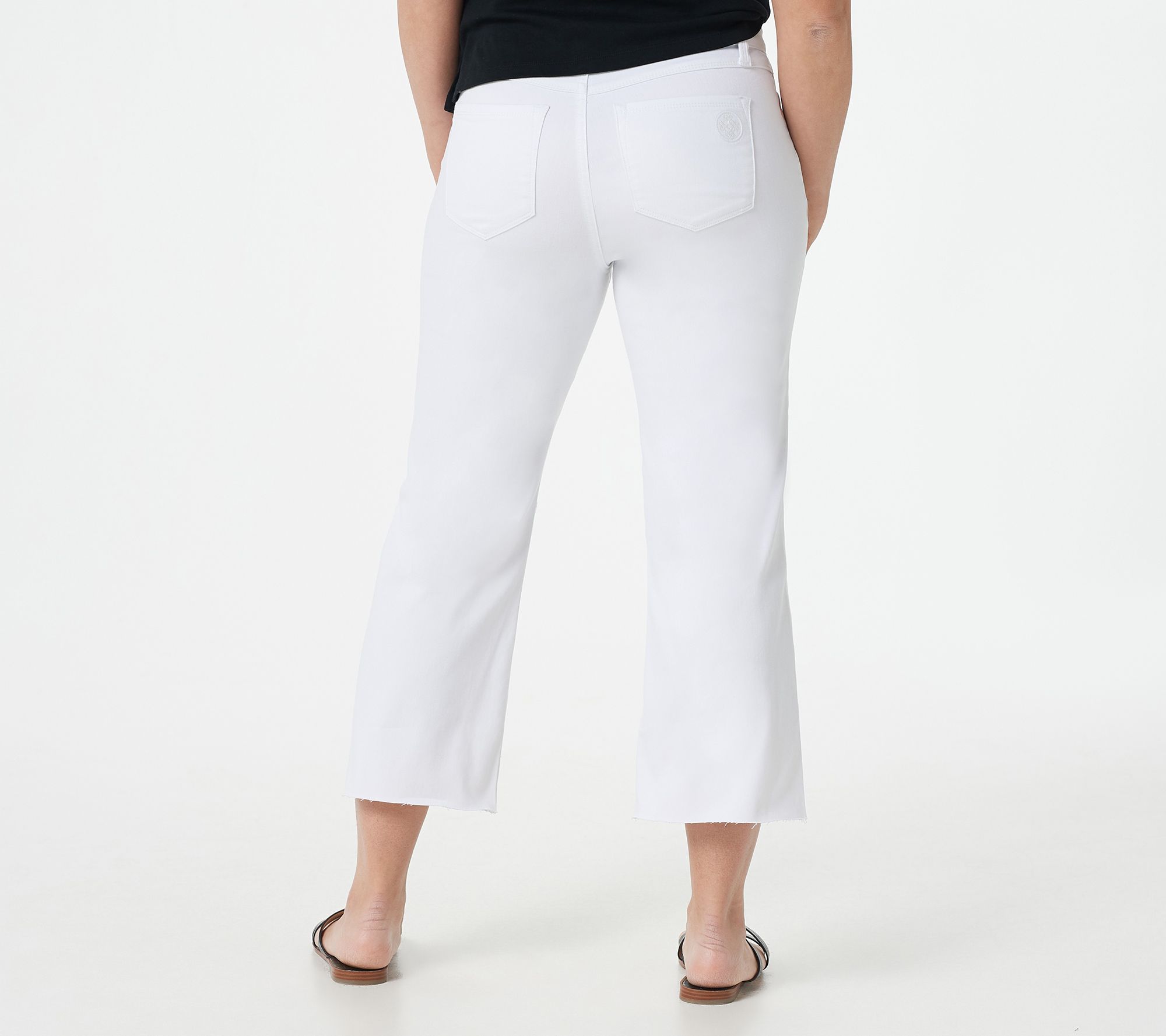 Laurie Felt Regular Daisy Denim Wide-Leg Crop Jeans- White - QVC.com