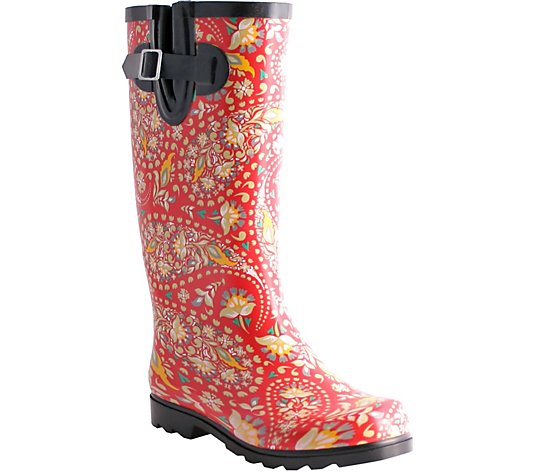Nomad Rubber Red & Yellow Paisley Rain Boots -Puddles
