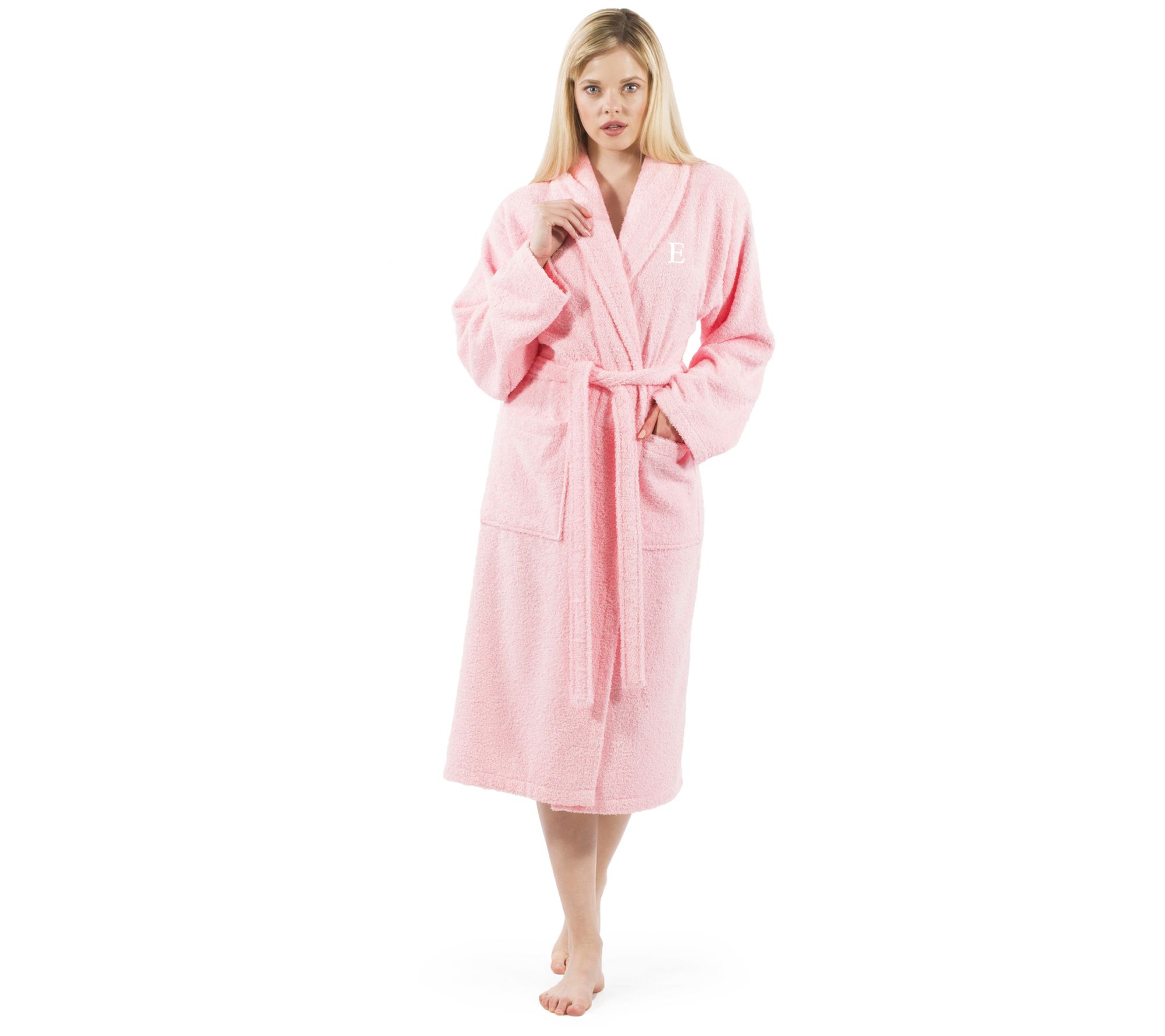 Linum Home Textiles Pink Personalized Terry Bathrobe