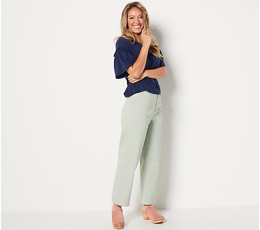 Candace Cameron Bure Petite Wide-Leg Stretch Twill Ankle Pant