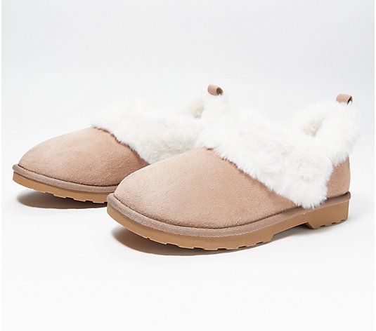 Isaac Mizrahi Live! Microsuede Bootie Slippers with Faux Fur