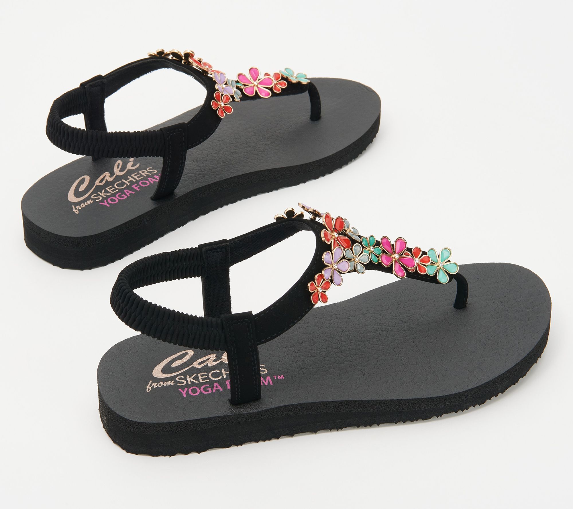 Puntualidad luz de sol femenino Skechers Meditation Embellished Thong Sandals - Glass Daisy - QVC.com