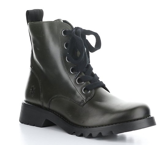 Fly London Leather Lace Up Boots-Ragi