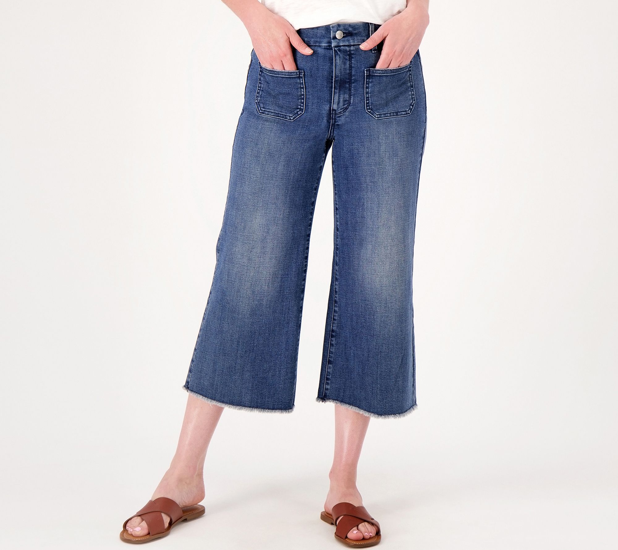 NYDJ Higher Rise Patchie Major Wide-Leg Crop Jeans- Caliente - QVC.com