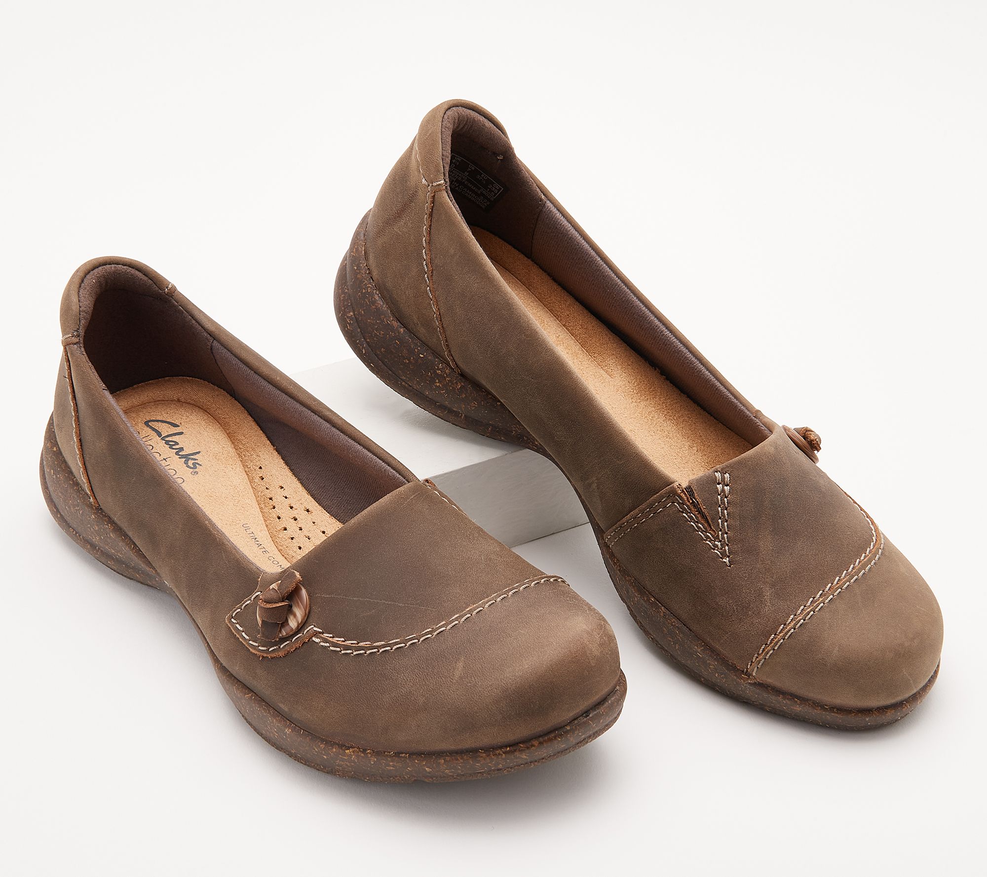 Clarks Collection Leather Slip-Ons Roseville Sky - QVC.com