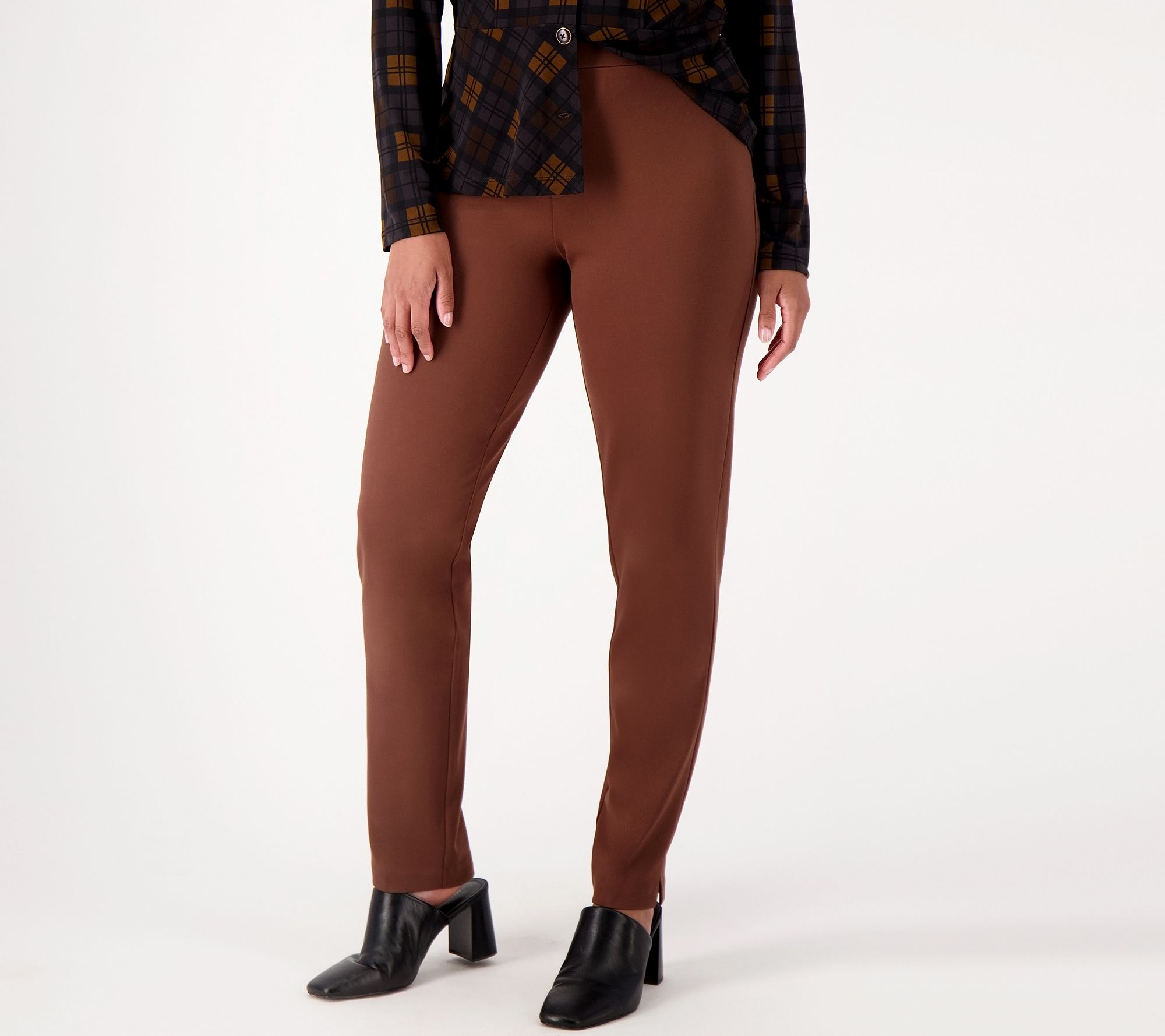 Susan Graver Everyday Petite Supreme Knit Slim Leg Pull On Pants