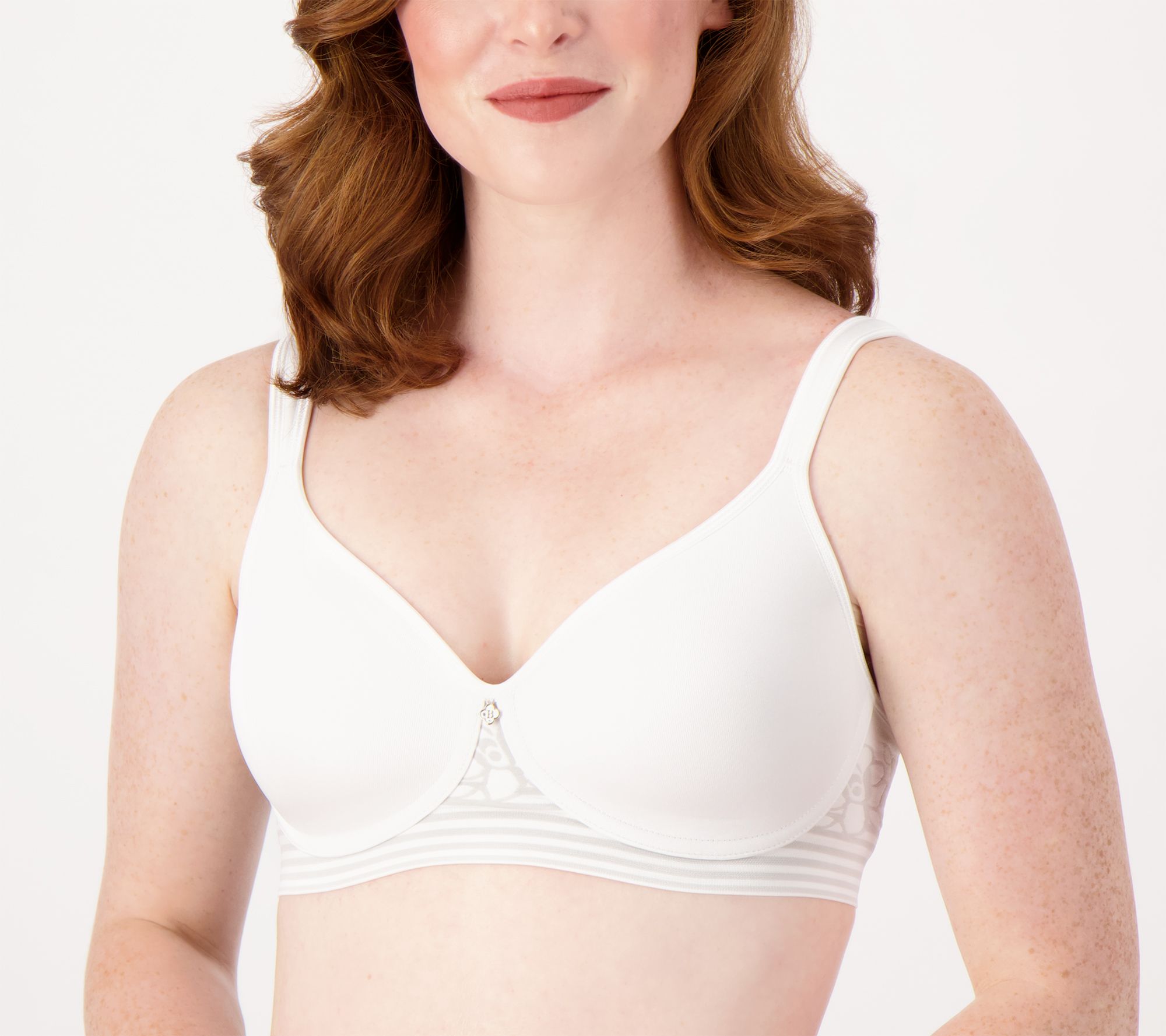 "As Is" Breezies Floral Stripe Seamless Wirefree T-Shirt Bra