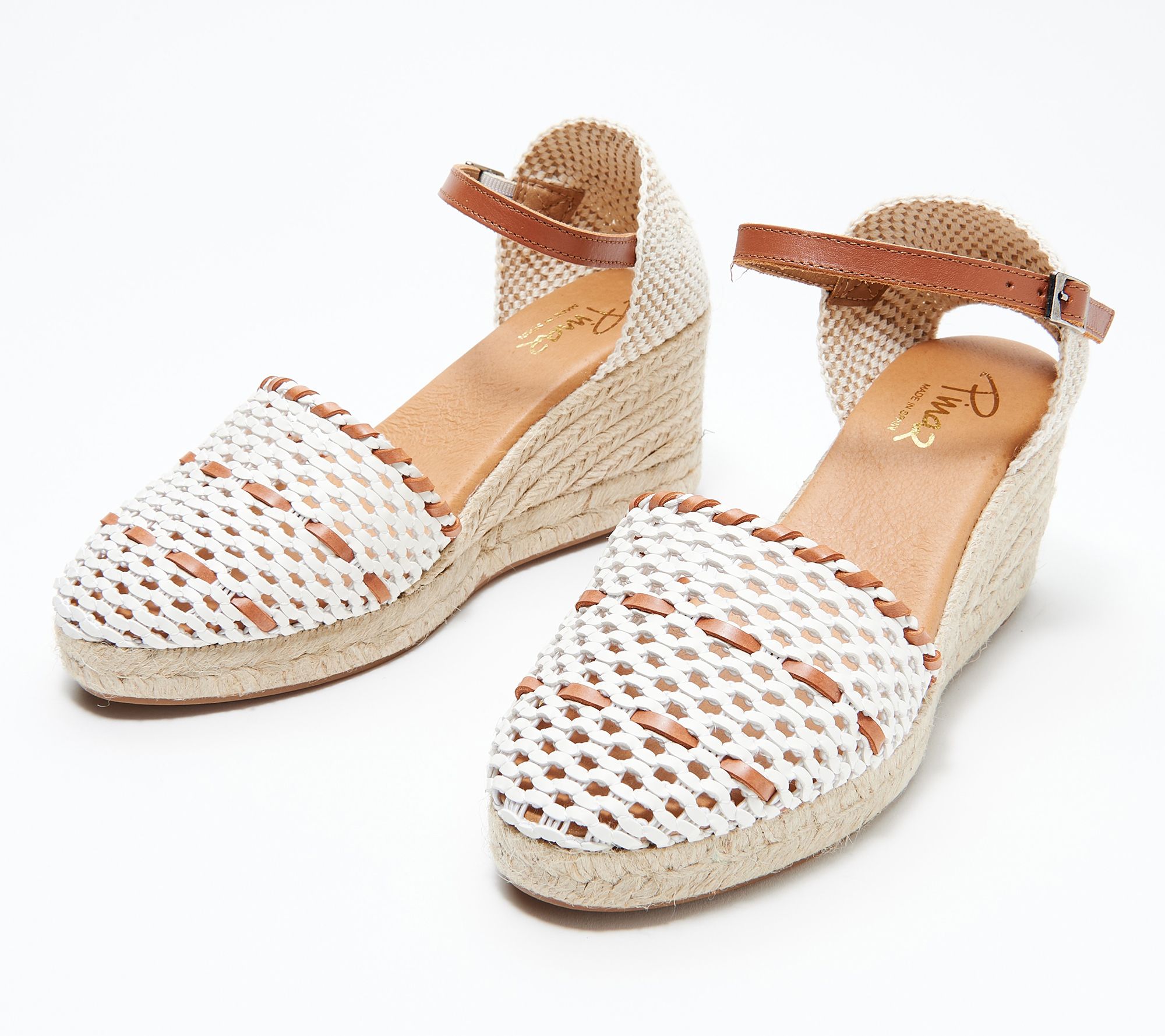 As Is Pinaz Leather Woven Espadrille Sandals