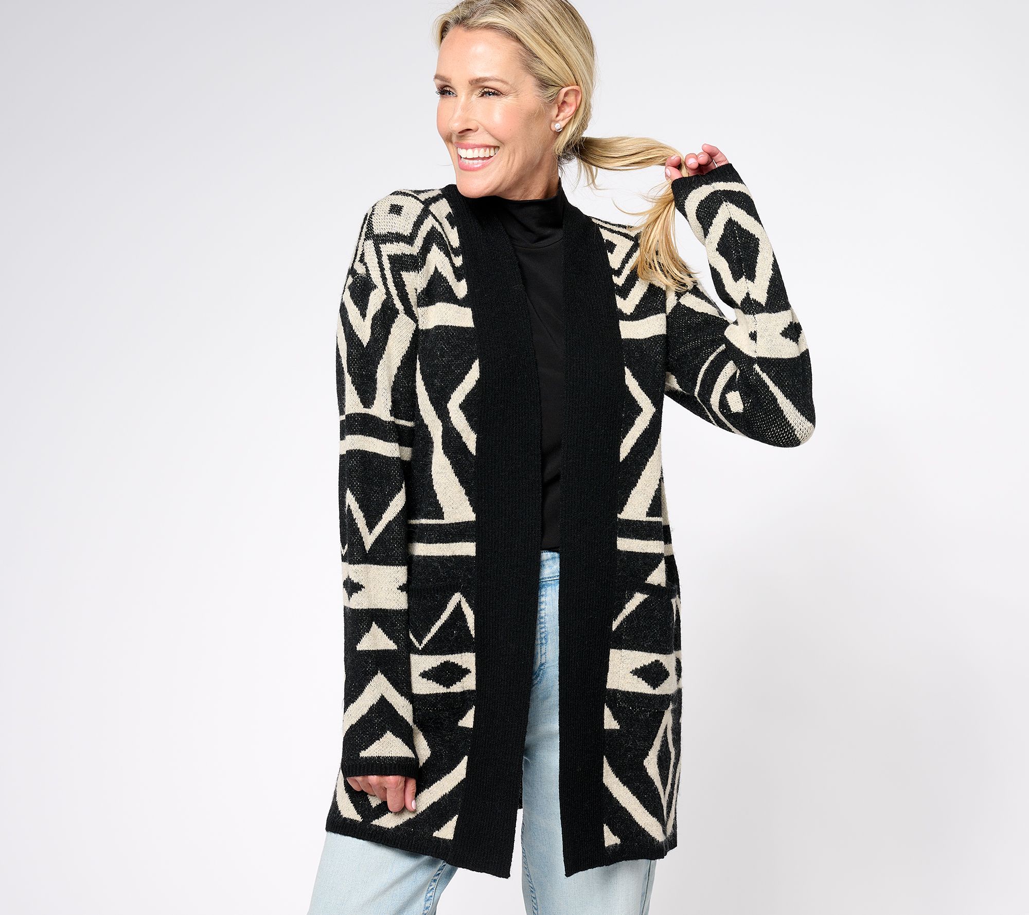 Denim & Co. Canyon Retreat Jacquard Sweater Cardigan