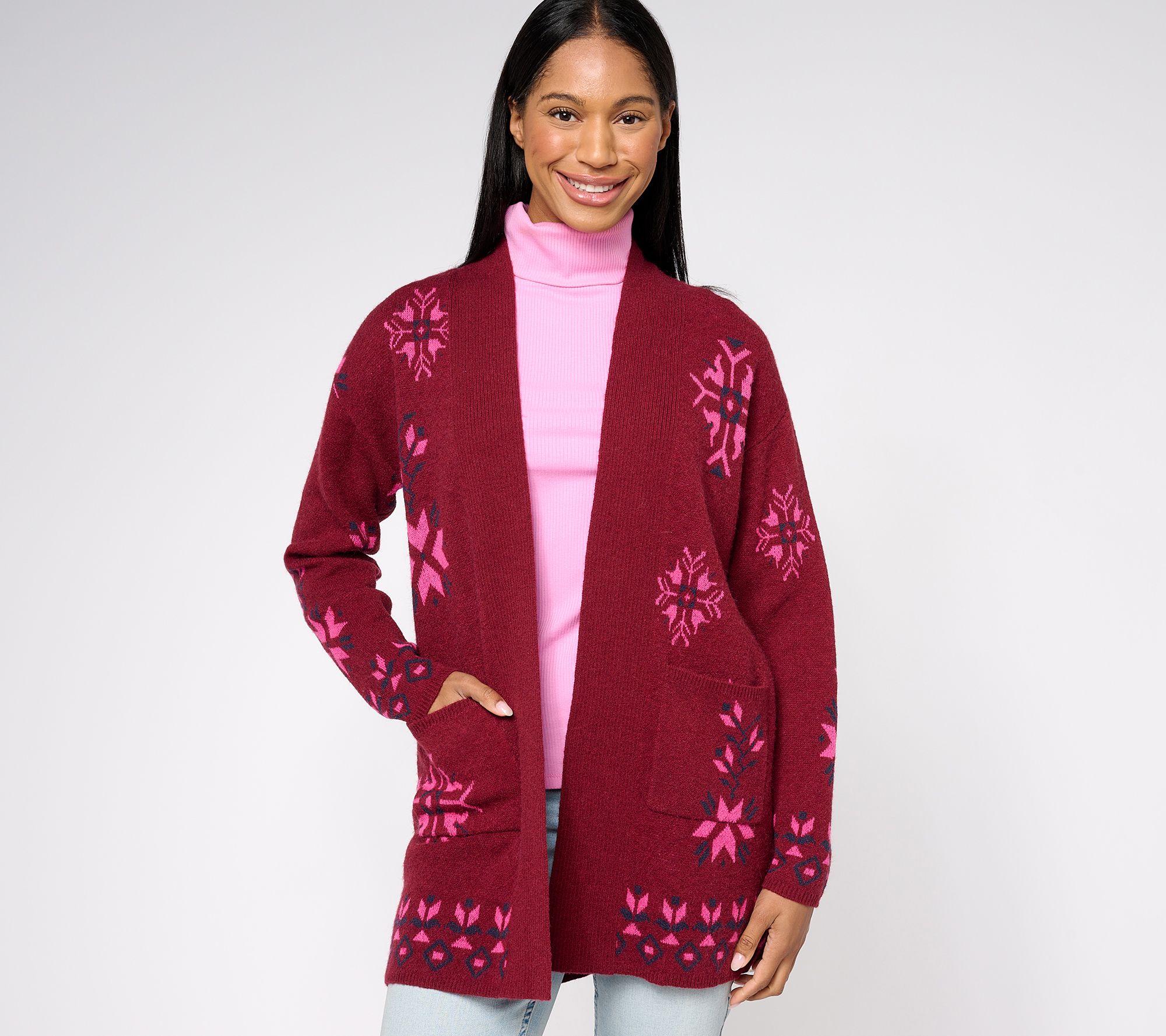 Denim & Co. Canyon Retreat Jacquard Sweater Cardigan