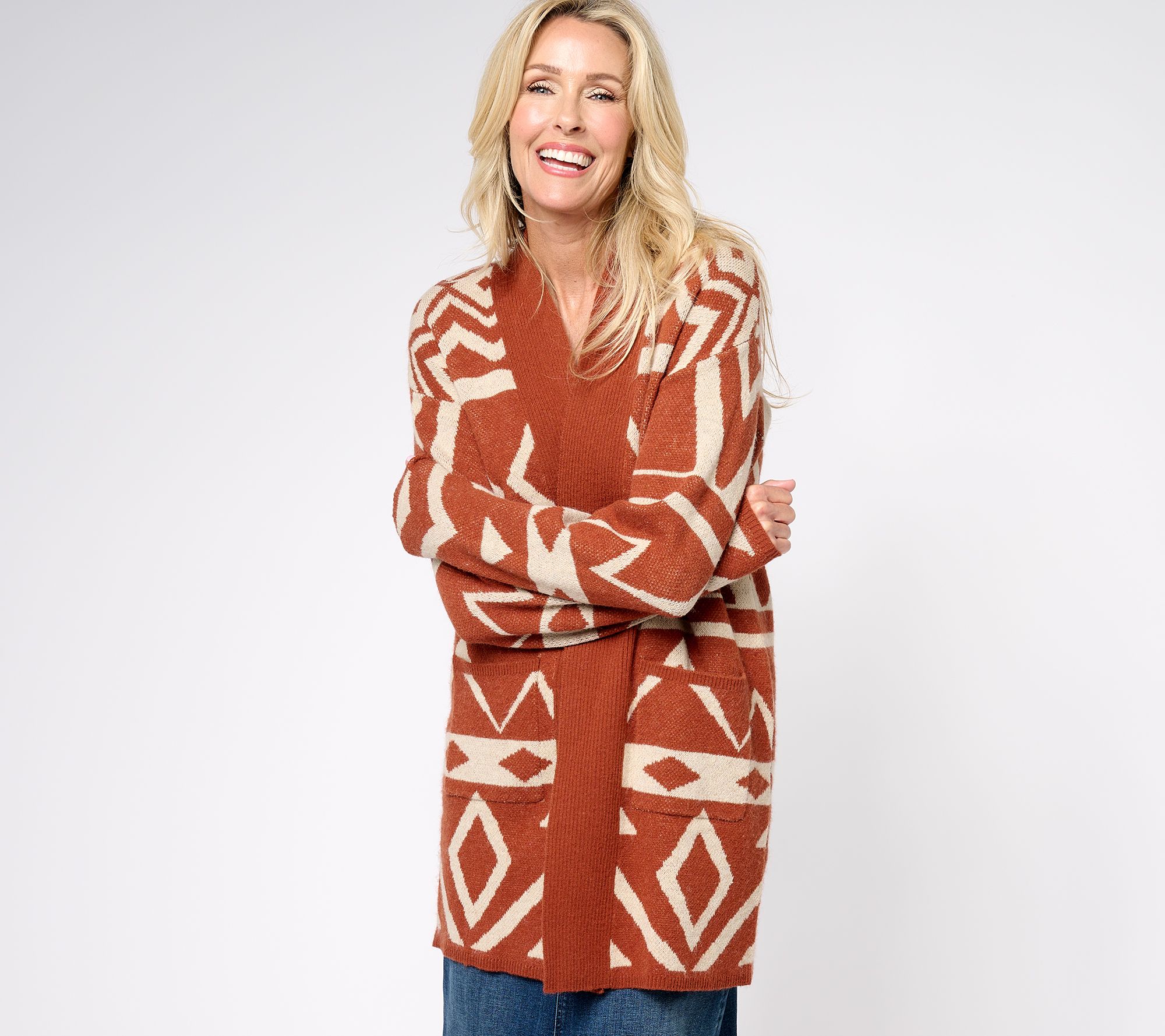 Denim & Co. Canyon Retreat Jacquard Sweater Cardigan