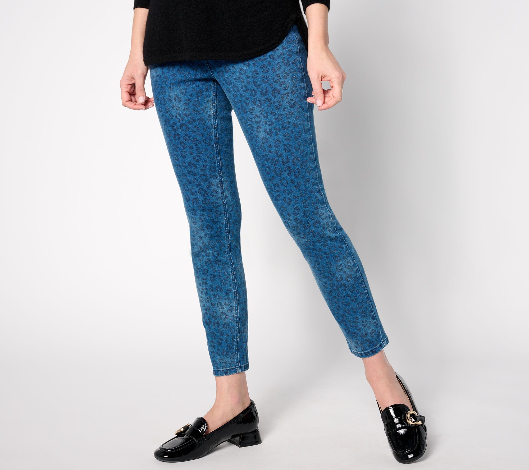 Isaac Mizrahi Live! Petite True Denim Indigo Printed Ankle Jeans