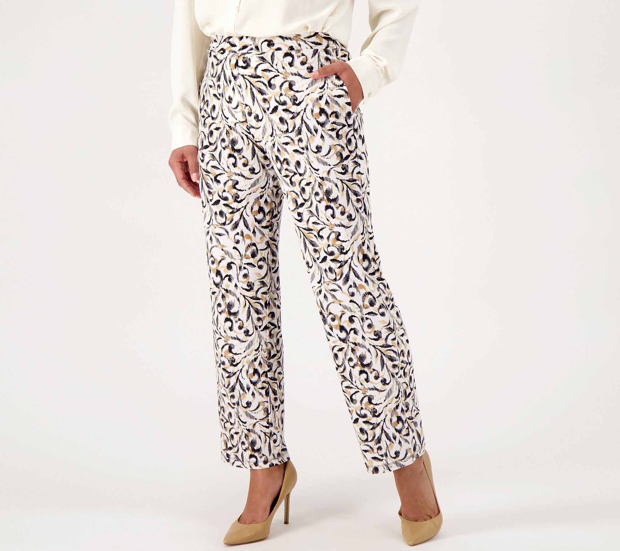 "As Is" Susan Graver Regular Liquid Knit Straight Leg Pull-On Pants