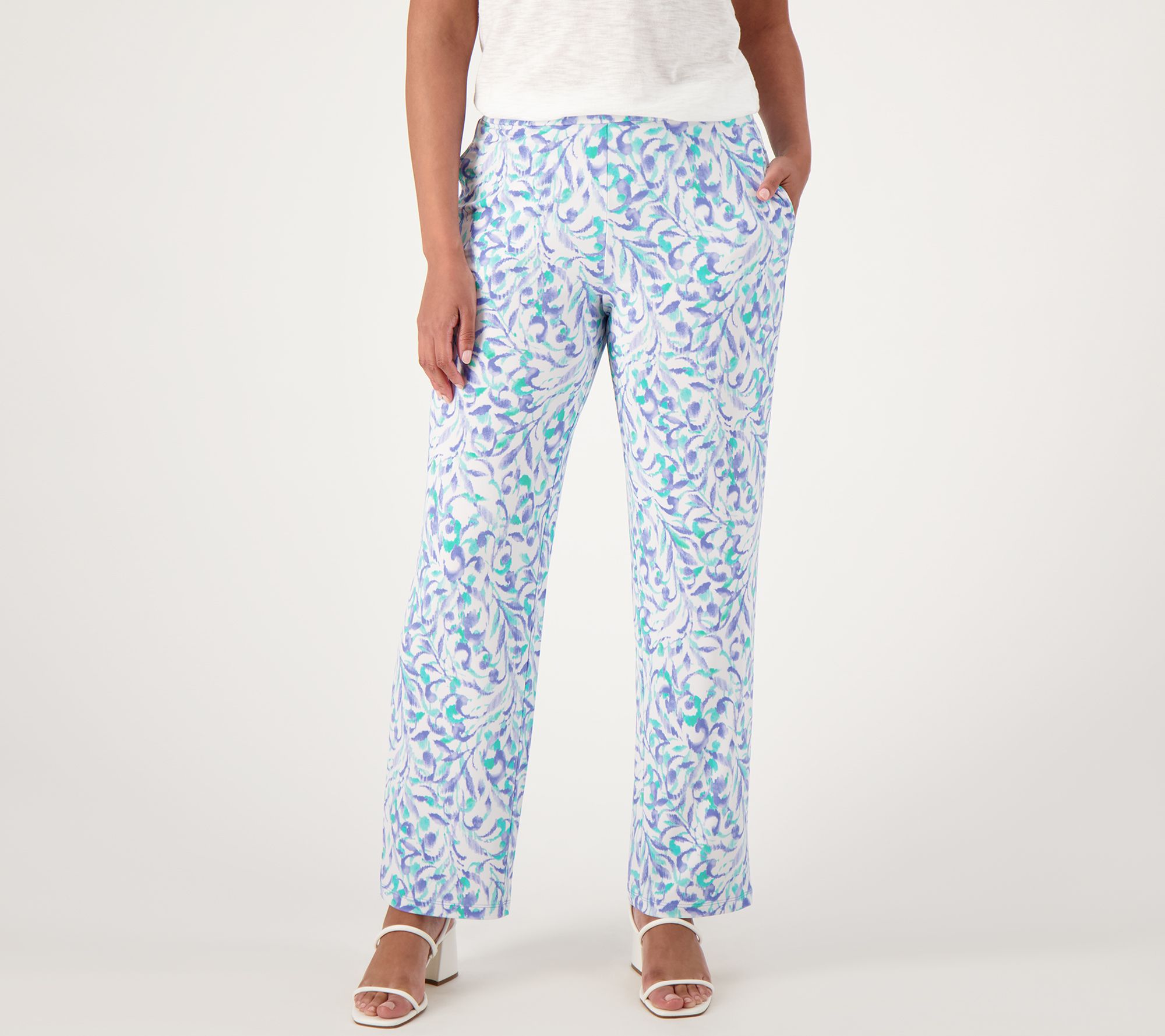 "As Is" Susan Graver Regular Liquid Knit Straight Leg Pull-On Pants