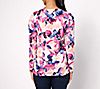 Susan Graver Printed Liquid Knit Long Sleeve Top with Keyhole Trim, 1 of 3