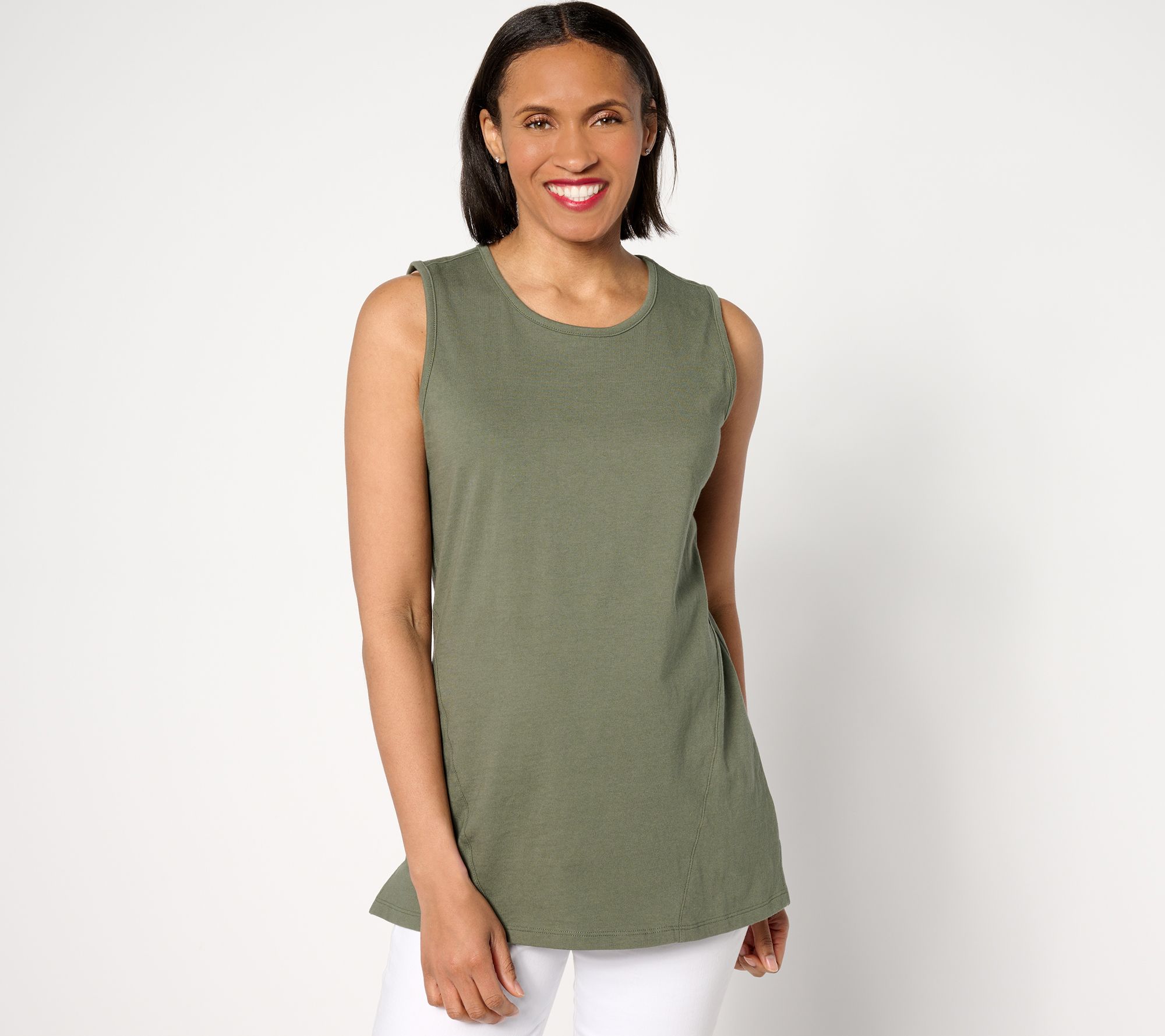 Denim & Co. Essentials Regular True Cotton Jersey Tunic Tank