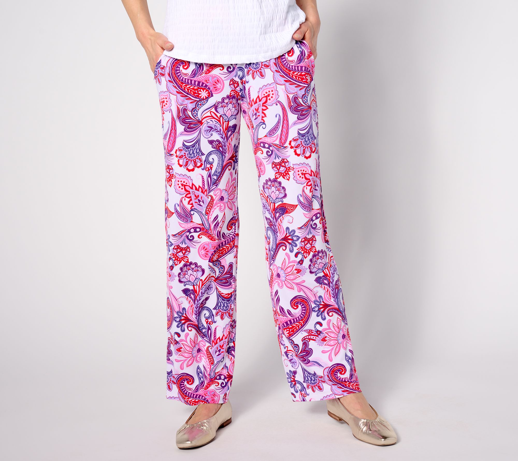 Susan Graver Size 1X Floral Print Liquid Knit Pull-On Crop Capri Pants -  $28 - From Gabrielle