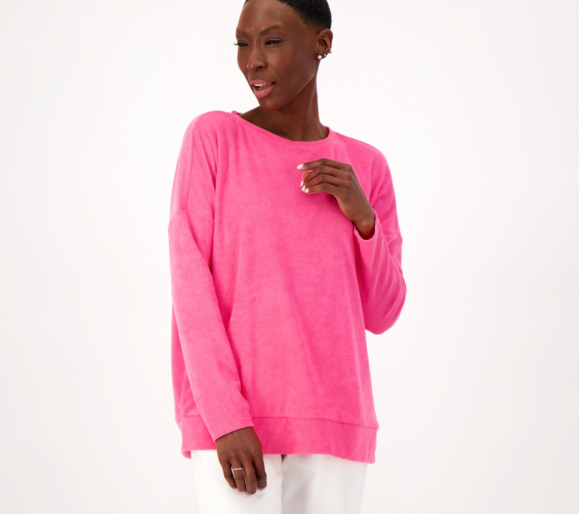 "As Is" Belle Beach by Kim Gravel Poolside Terry Relaxed Sweatshirt