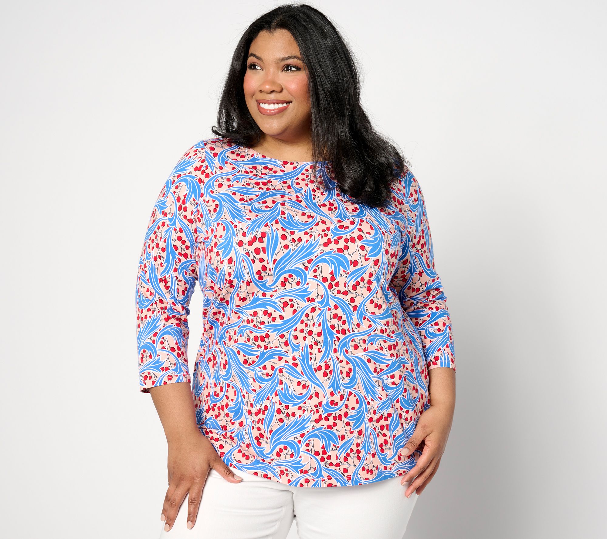 Buy Comfortable Full Sleeves Plus Size Print Cotton Long Top For
