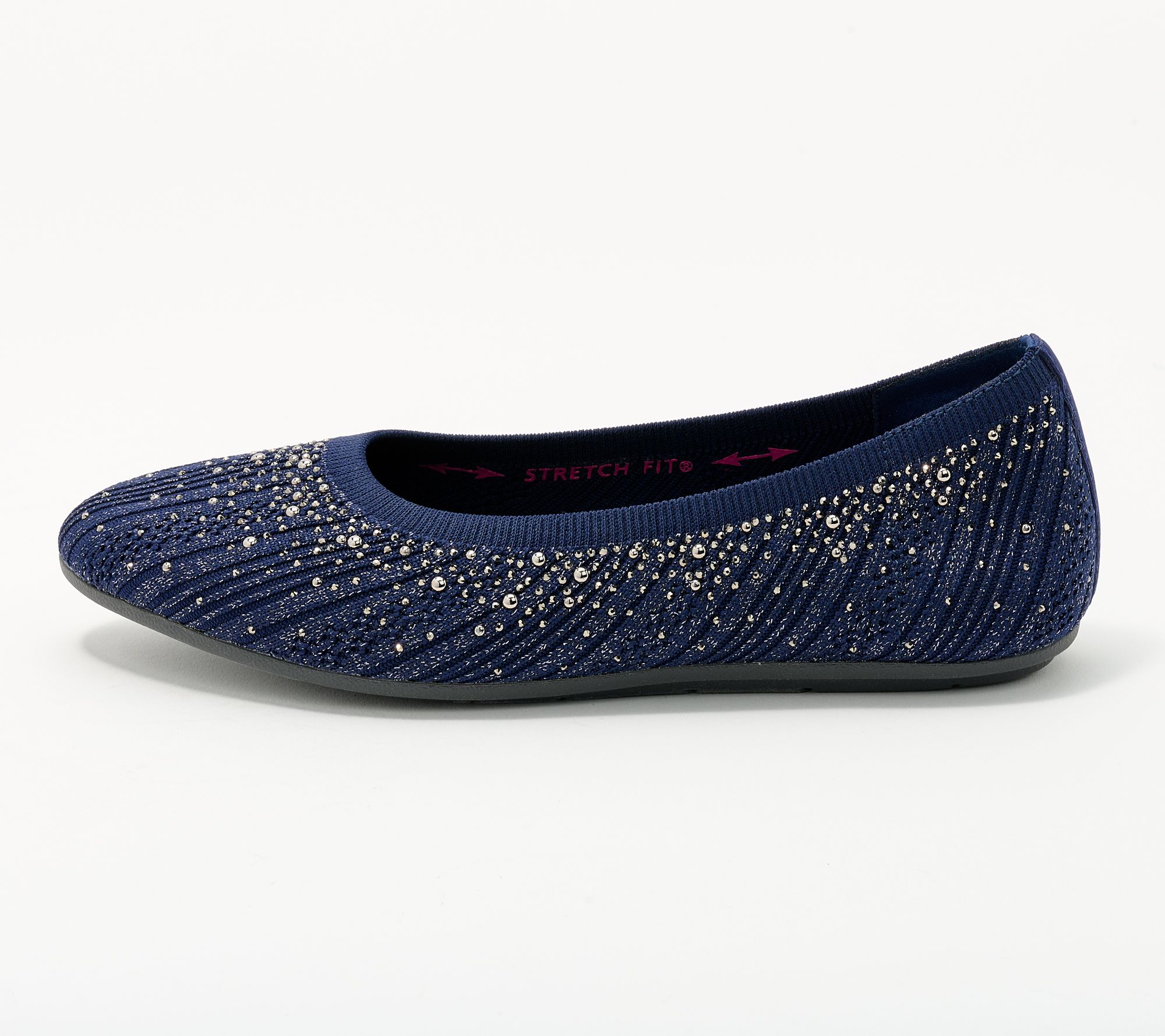 As Is Skechers Cleo Vegan Recycled Knit Sparkle Flats Qvc Com