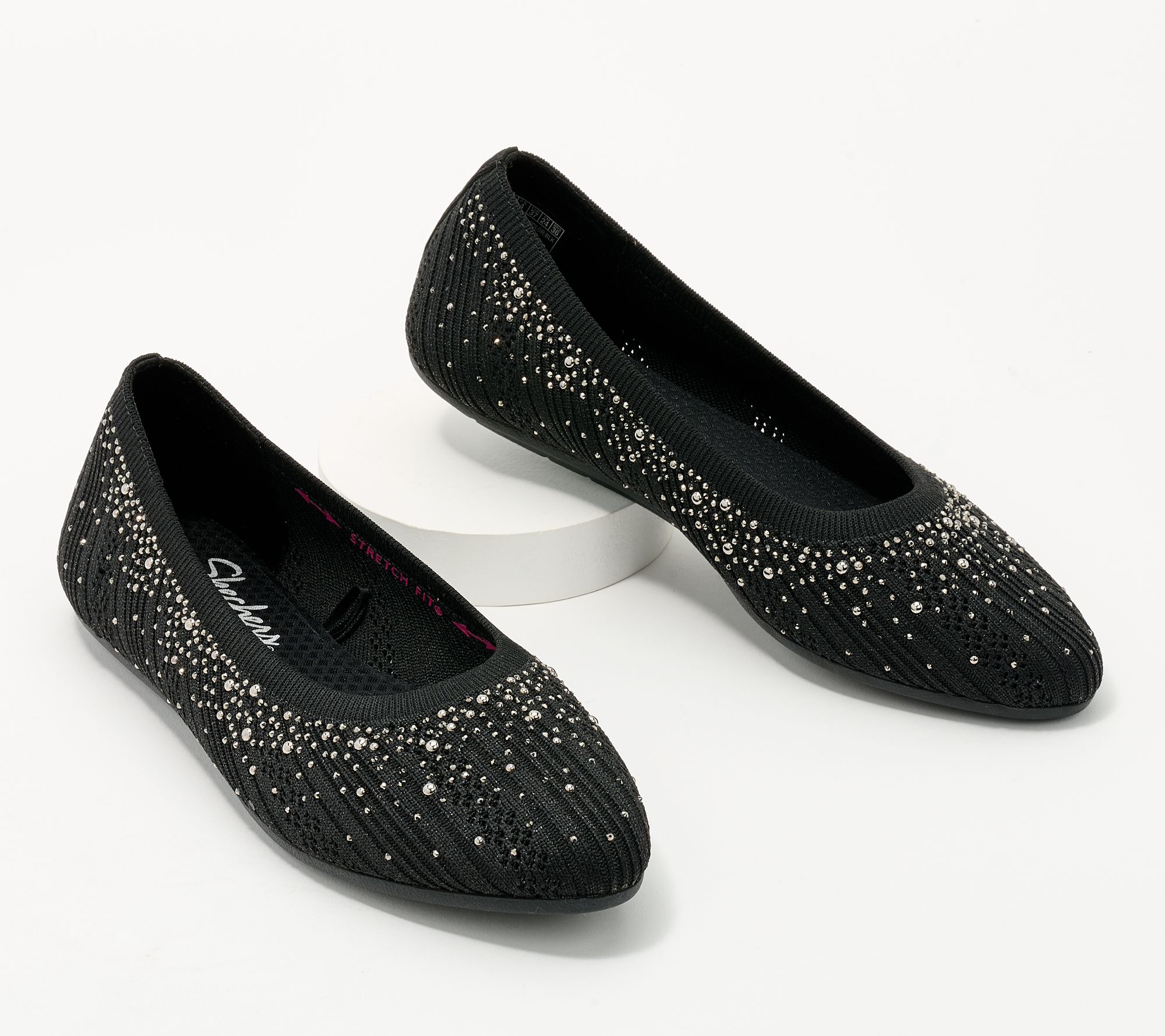 "As Is" Skechers Cleo 2.0 Vegan Recycled Knit Sparkle Flats