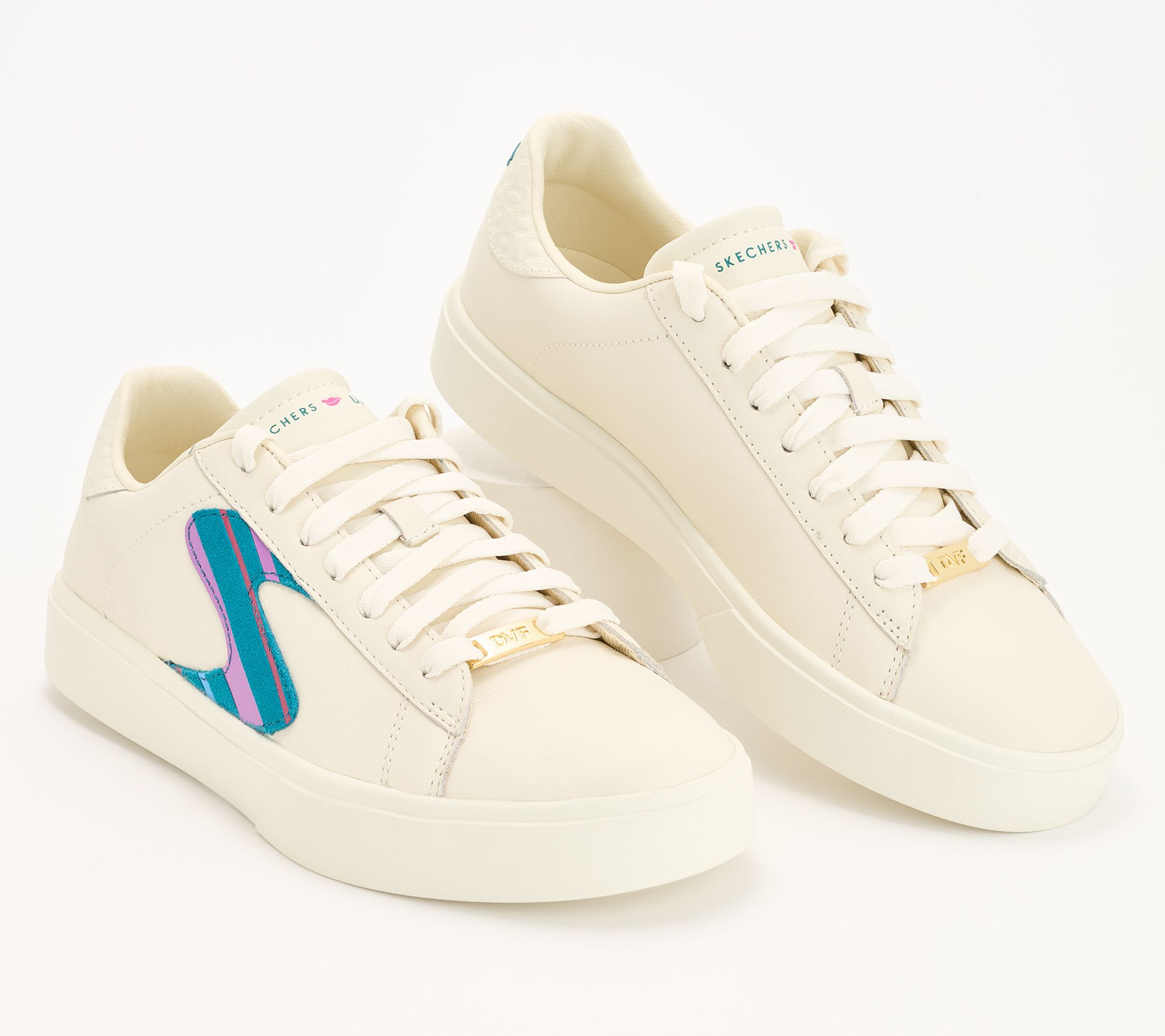 As Is DVF x Skechers Eden LX Leather Lace-Up Sneakers- Candy