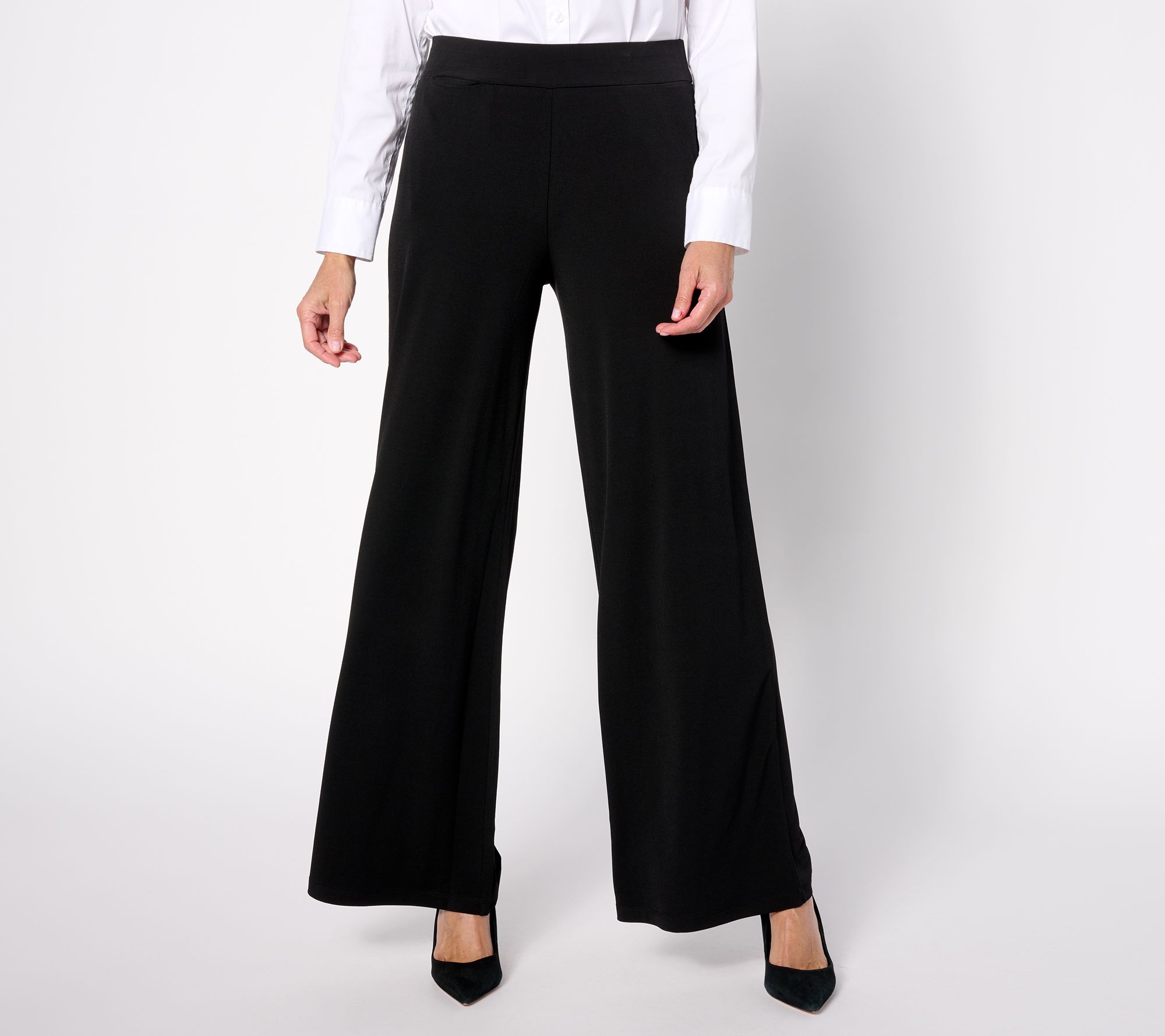 "As Is" Susan Graver Modern Essentials Pet Liquid Knit Wide Leg Pants