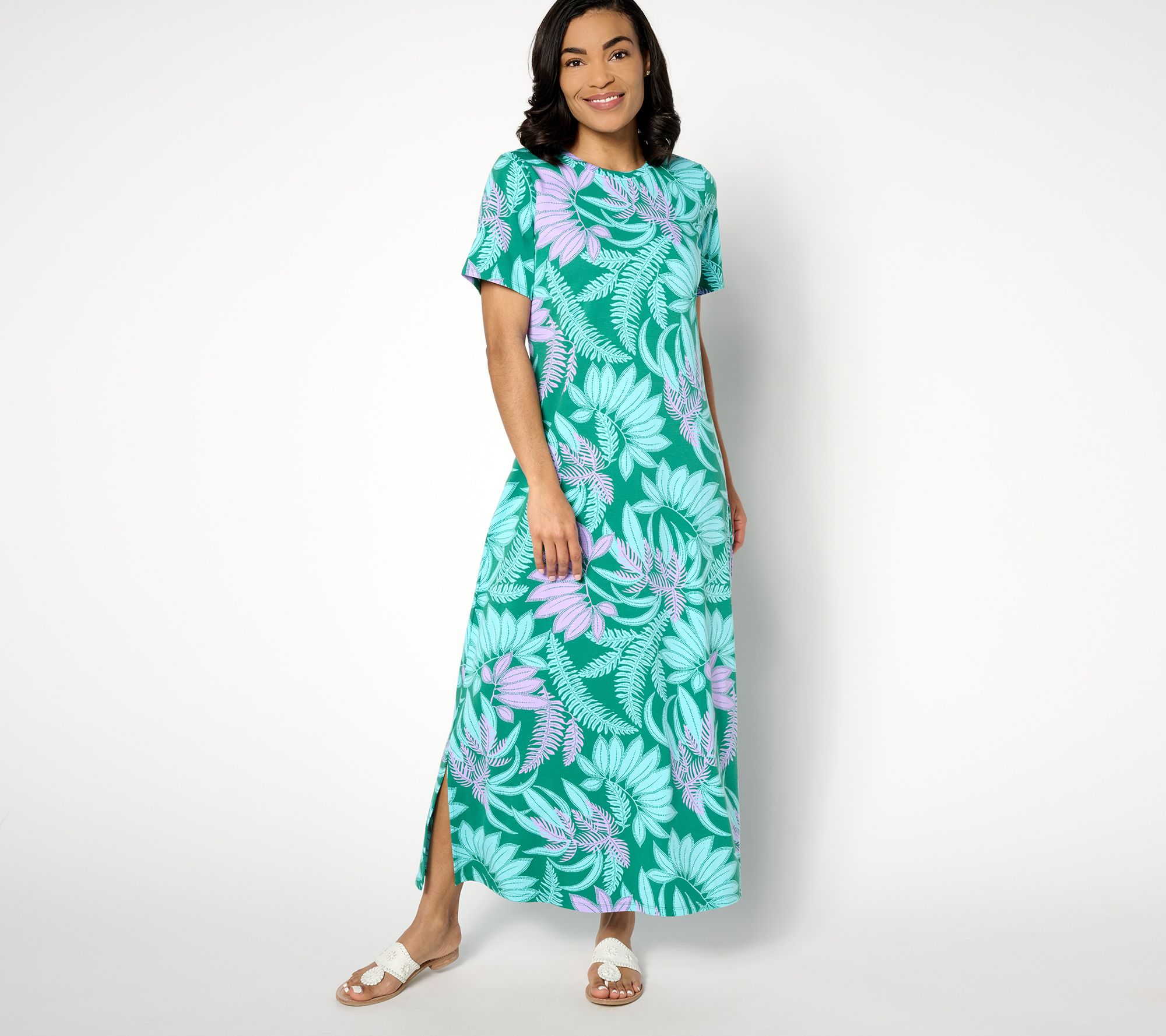 "As Is" Denim & Co. By the Beach Regular Printed Jersey Maxi Dress