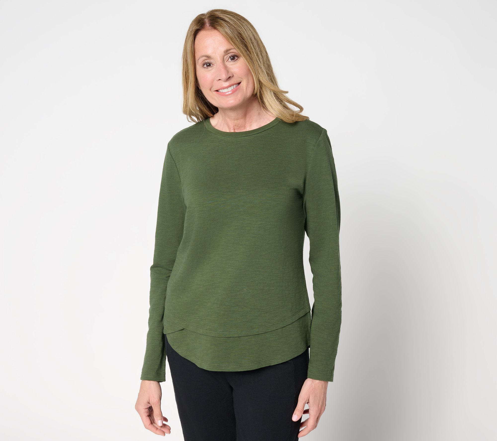 Studio Park x Amy Stran Slub Knit Long Sleeve Double Hem Top